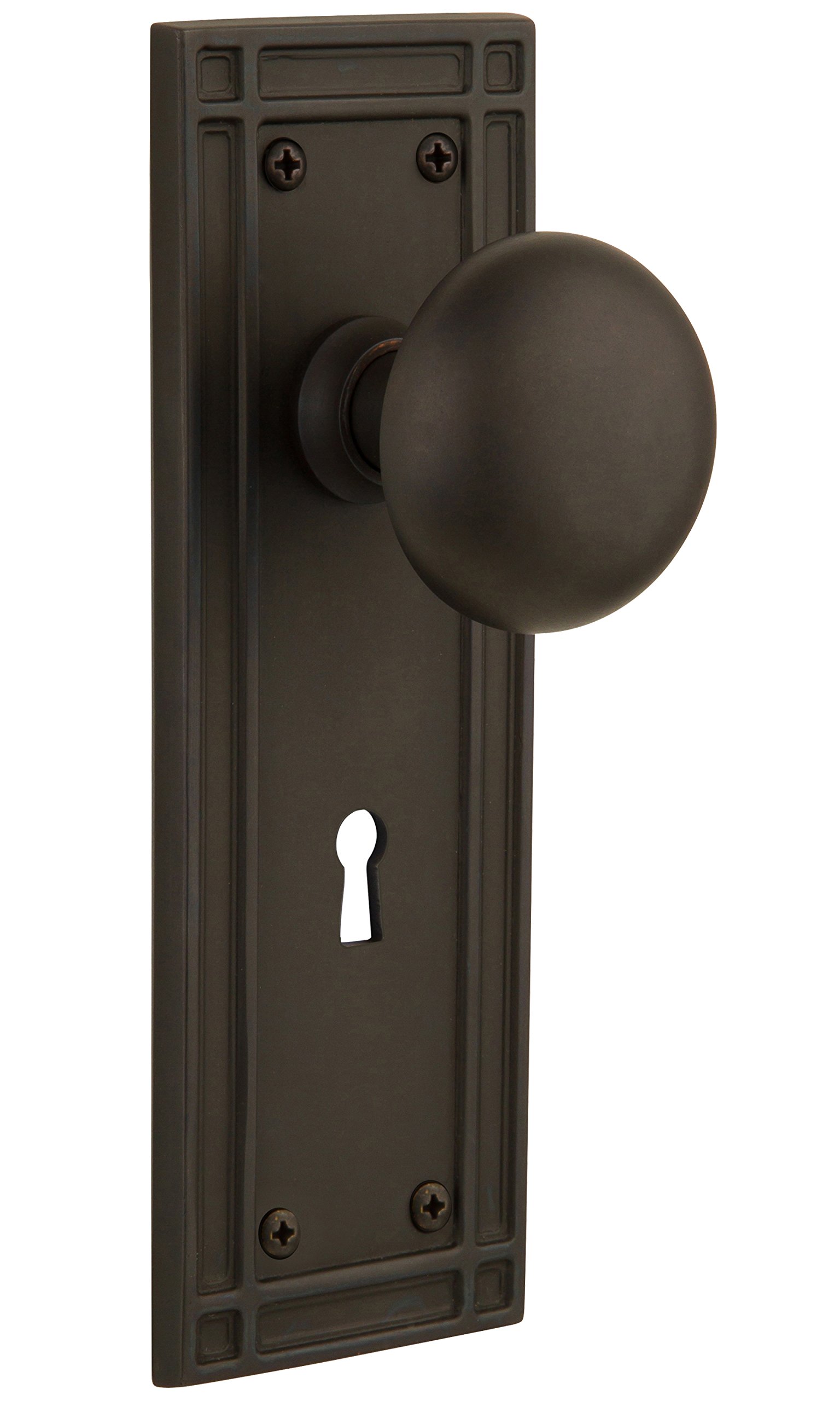 Nostalgic Warehouse Mission Plate with Keyhole New York Knob Mortise - 2.25 Oil-Rubbed Bronze by N
