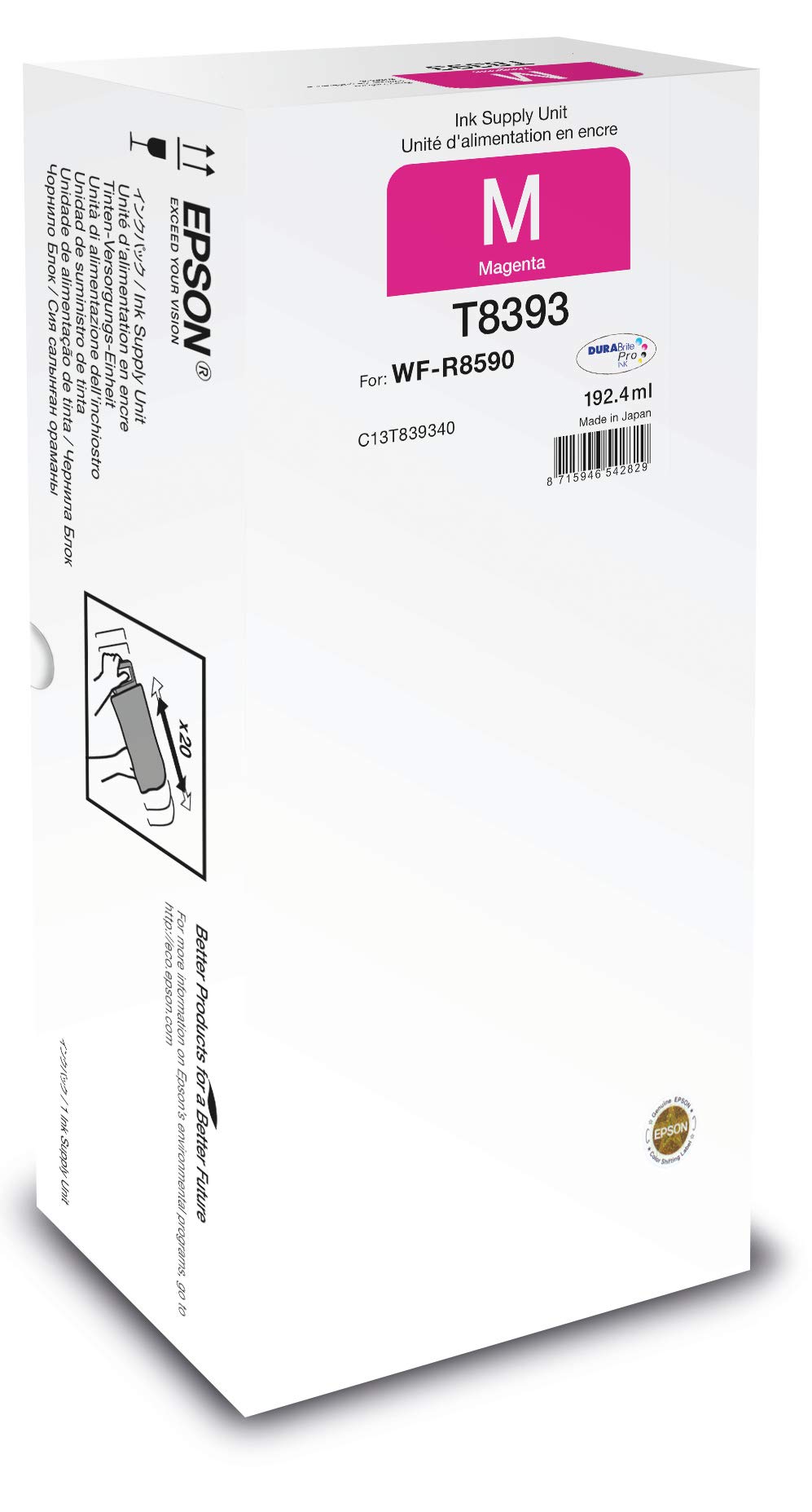 Epson T8393-6オンス - マゼンタ - オリジナル - リチャージ デンクレ - Pour Workforce Pro R8590 D3TWFC、WF-R8590、WF-R8590 D3TWFC、WF-R8590DTWF