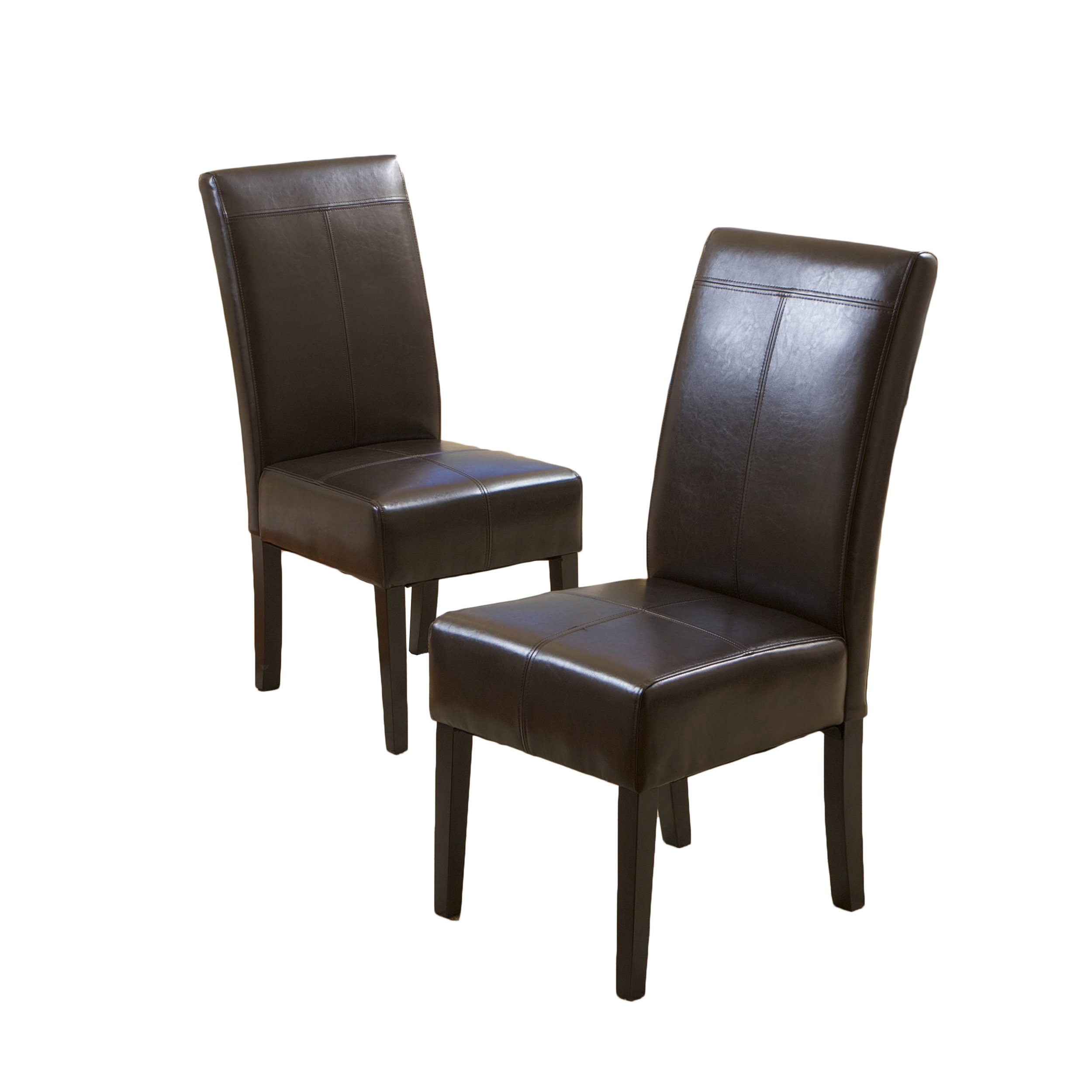 Christopher Knight Home Chocolate Brown T-Stitch Leather Dining Chair 2-Pack 141［並行輸入］