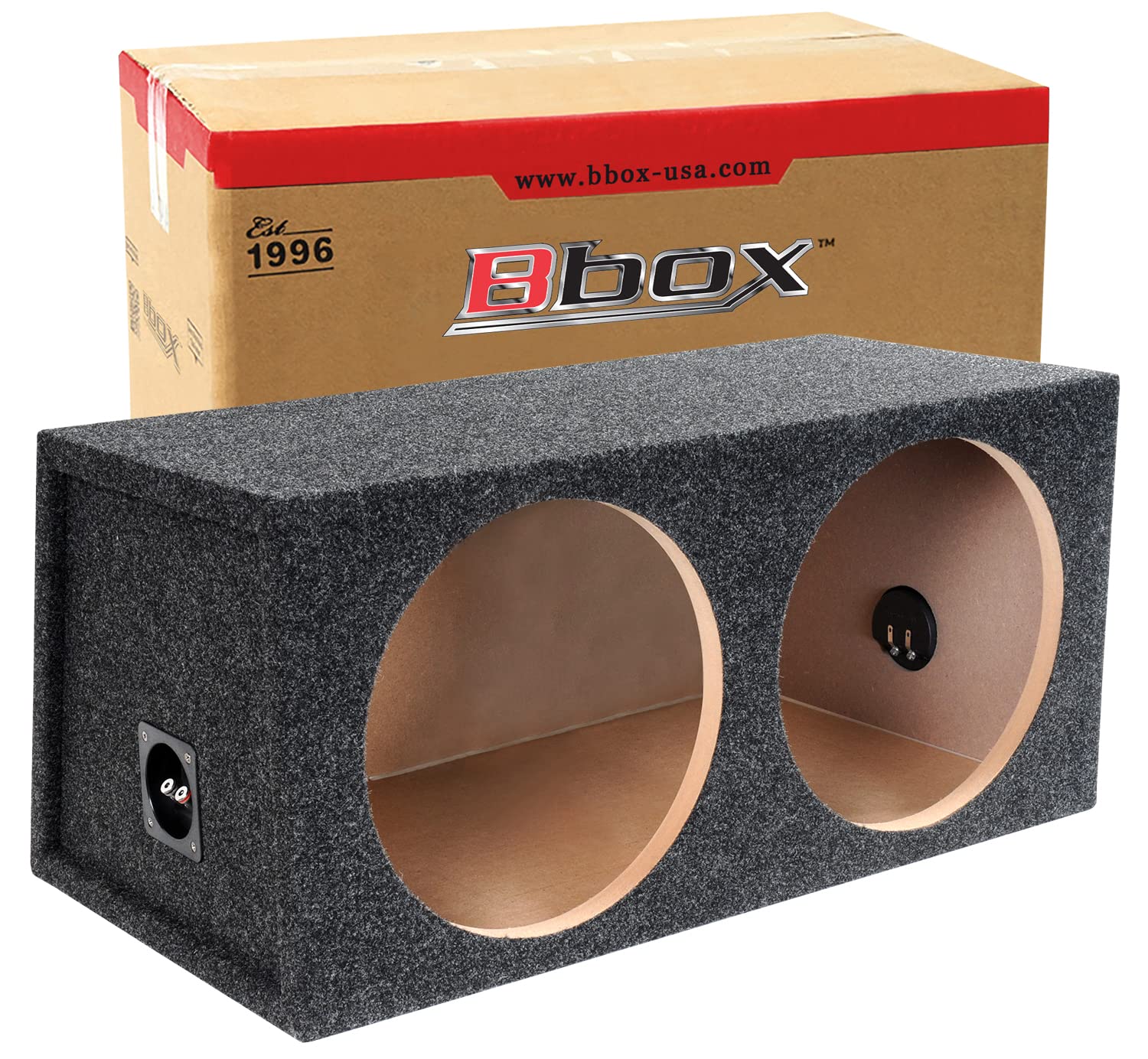 Atrend Bboxデュアルシールド15インチサブウーファーエンクロージャ - プロオーディオチューニングデュアルシールドカーサブウーファーボックス エンクロージャ - プレミアムサブウーファーボックスは オーディオ品質 サウンド 低音を向上させます - ニッケル仕上げ端子