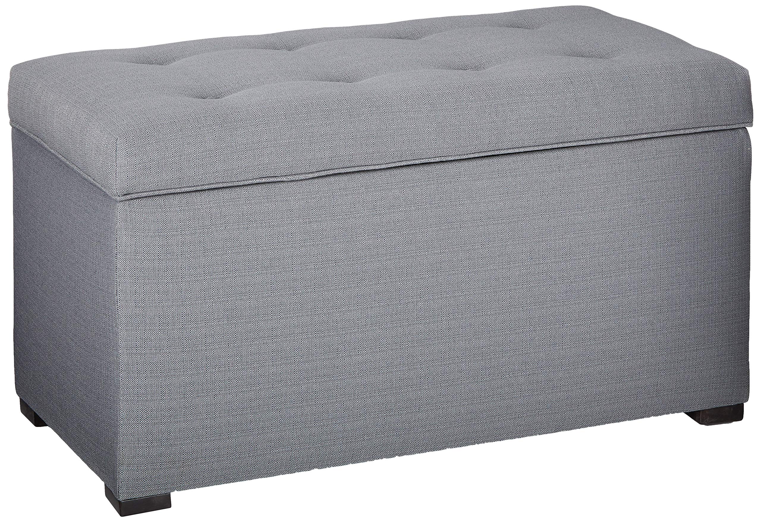 MJL Furniture Designs Angela コレクション ボタン 房状 布張り リフトトップ Mサイズ ベッドルーム チェスト ストレージトランク HJM100シリーズ ダークグレー