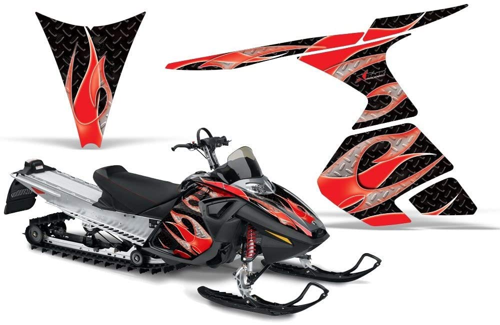 Refill Ink - AMR Racing スノーモービルグラフィックキット ステッカー デカール Ski-Doo RT 2005-2009対応 トライバルフレーム レッド ブラック