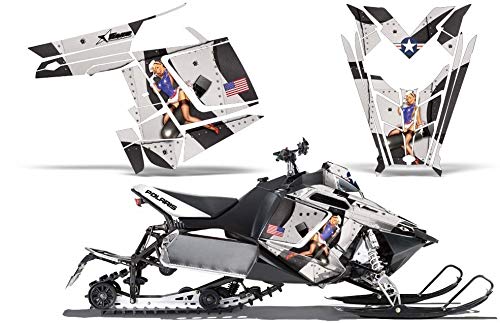 AMR Racing スノーモービルグラフィックキット ステッカー デカール ポラリス PRO-R RMK Rush Switchback Assault 2011-2016対応 - T-Bomber ブラック