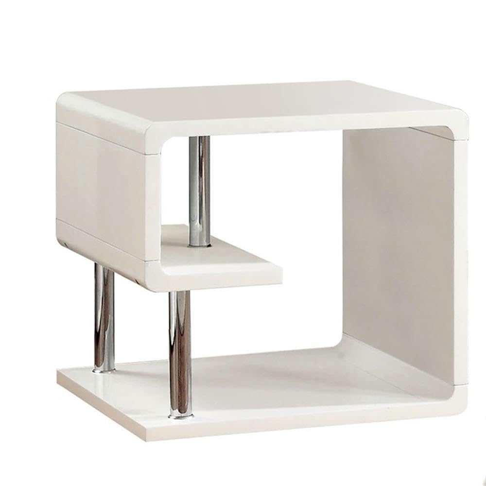 Furniture of America CM4057E Ninove I White High Gloss End/Side/Nesting Tables 141［並行輸入］