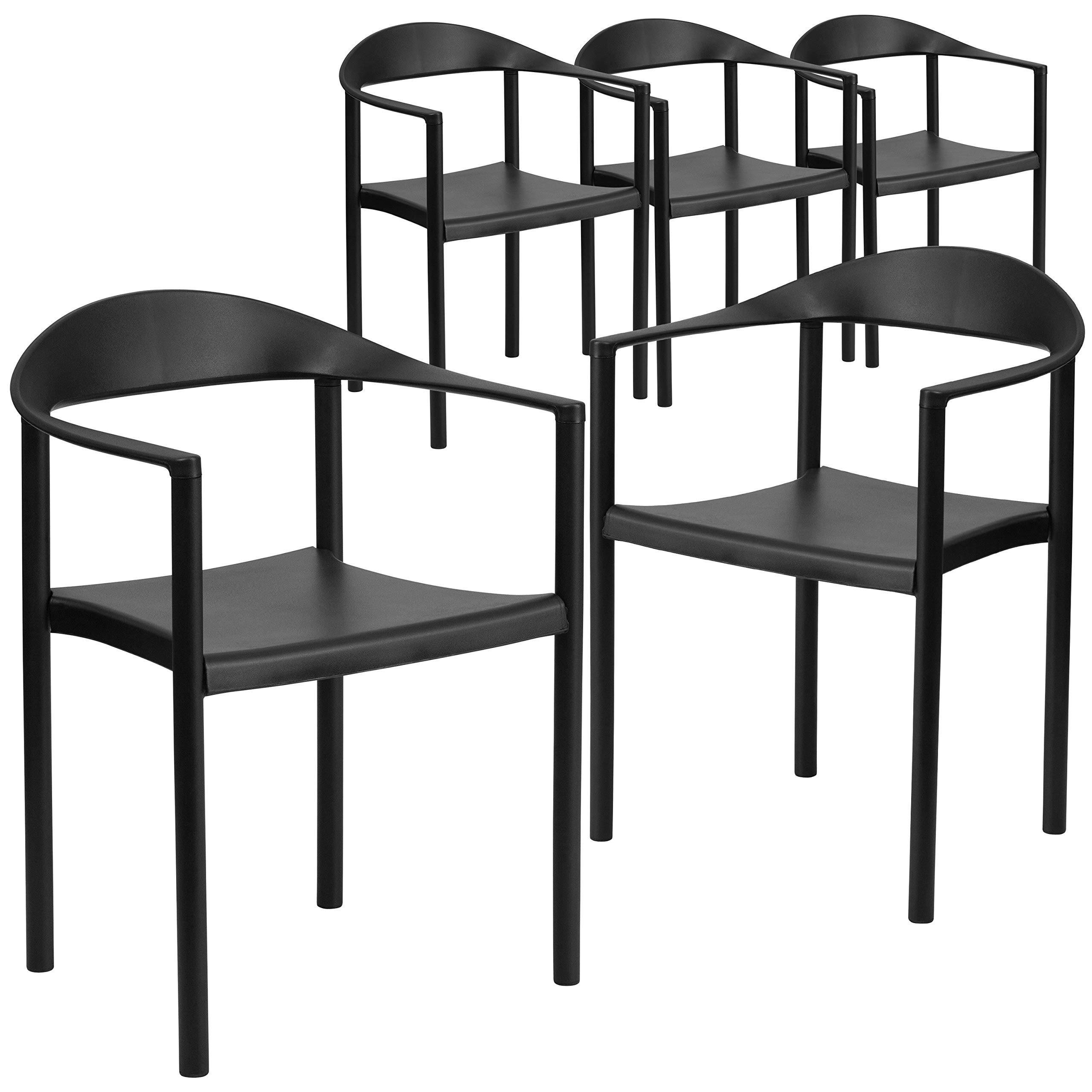 樂天商城 - Flash Furniture (フラッシュファニチャー) 5パック ヘラクレスシリーズ 1000ポンド 容量 ブラック プラスチック カフェスタックチェア