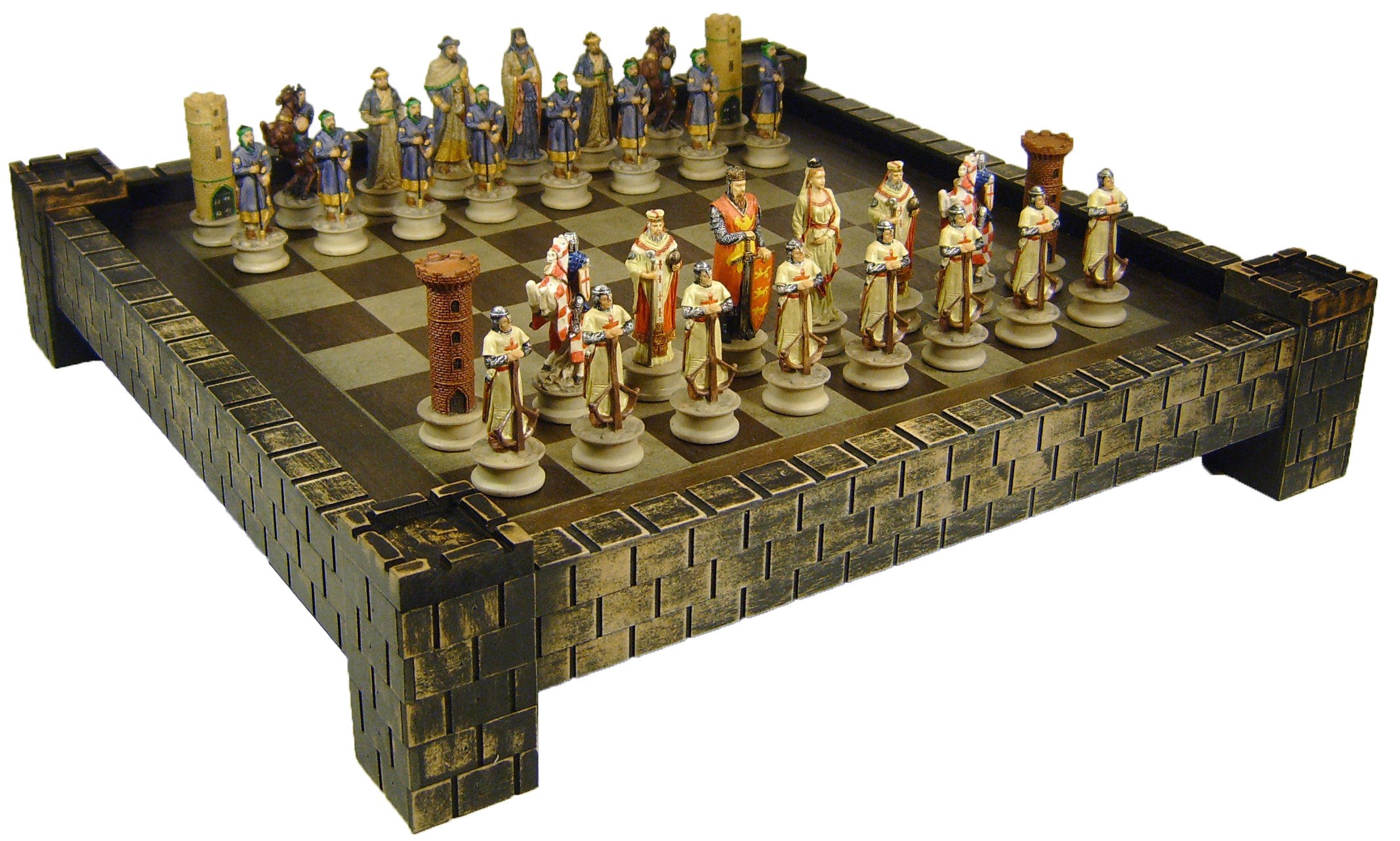 Medieval Times Crusades Arabian vs Christian Knights Chess Set w/ 17 Castle Board