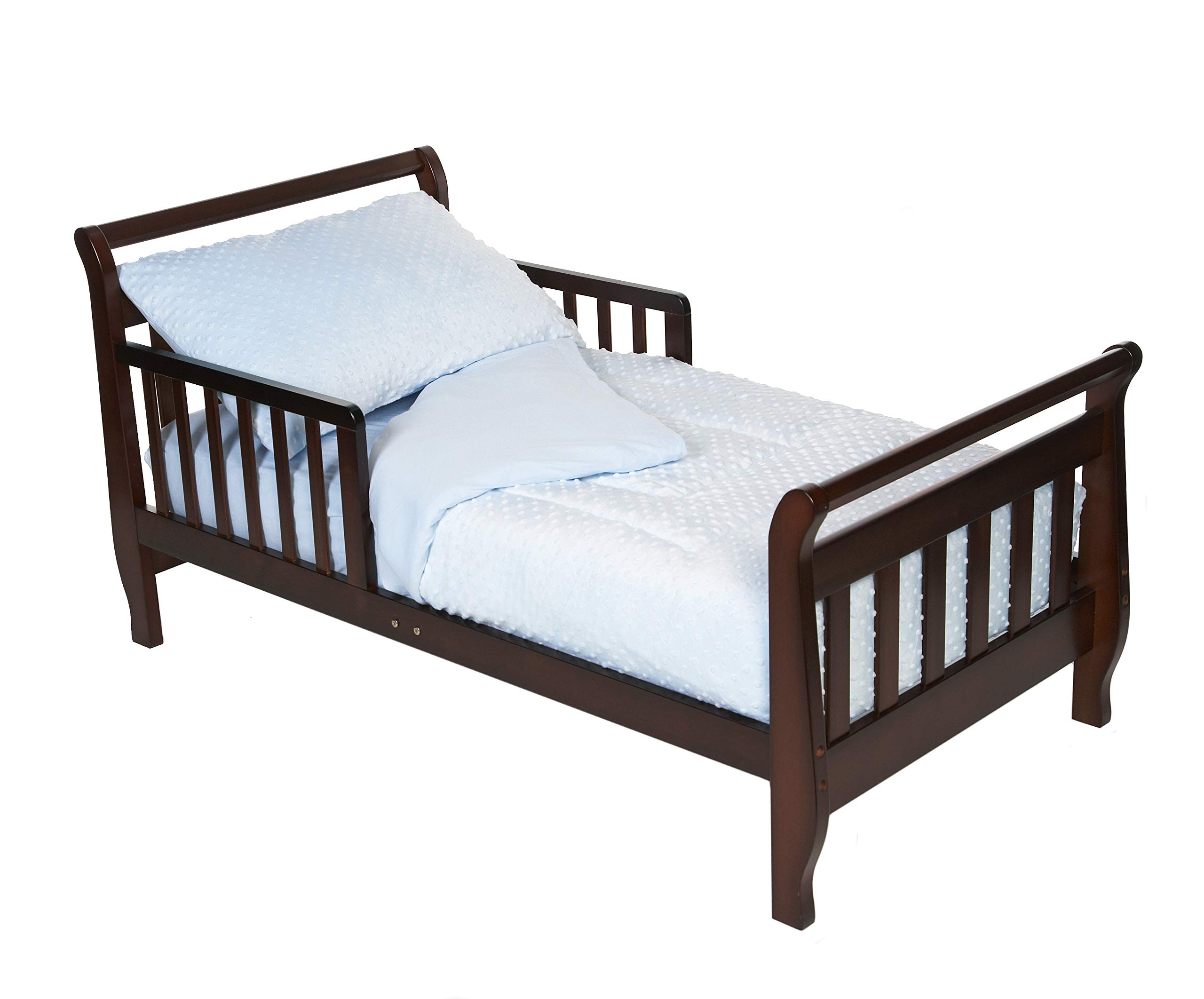 TL Care Minky Dot Chenille 4 Piece Toddler Bed Set Blue by TL Care