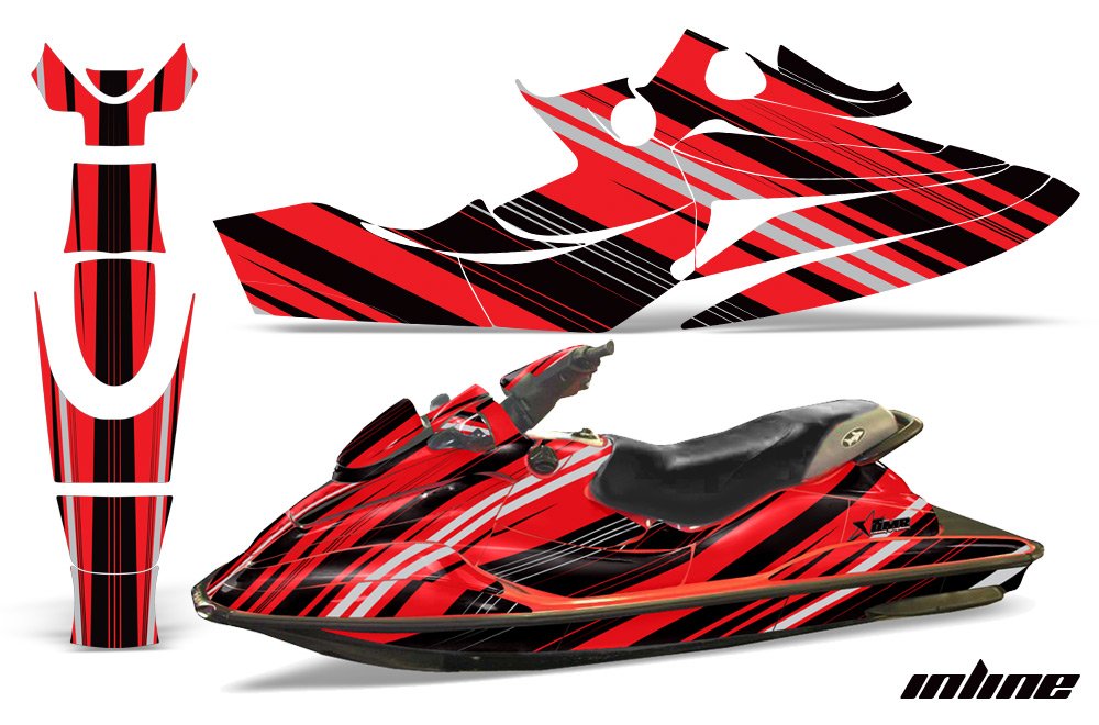 樂天商城 - AMR Racing ジェットスキー グラフィックキット ステッカー デカール Sea-Doo GSX Limited 1996-1999対応 - インライン - レッド ブラック