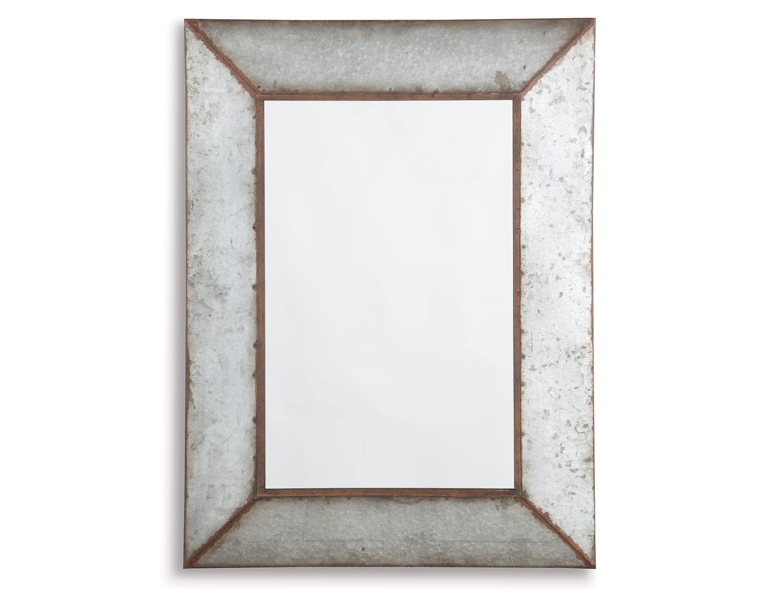 RICOH - Signature Design by Ashley - O'Talley Metal Framed Accent Mirror - Industrial Design - Vertical Only - Antique Gray