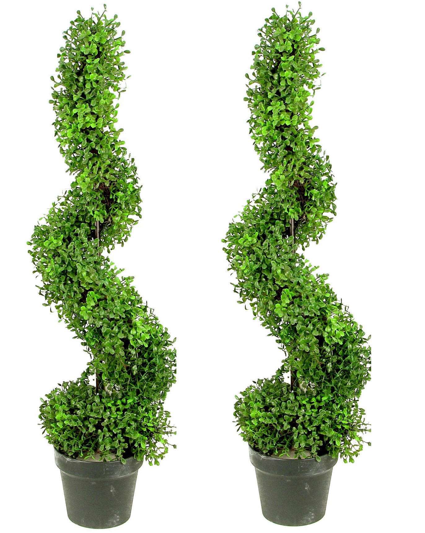 Admired by Nature 0.6m x 0.9m Aritificial Boxwood Leave Spiral Topiary Plant Tree in Plastic Pot Green/Two-Tone