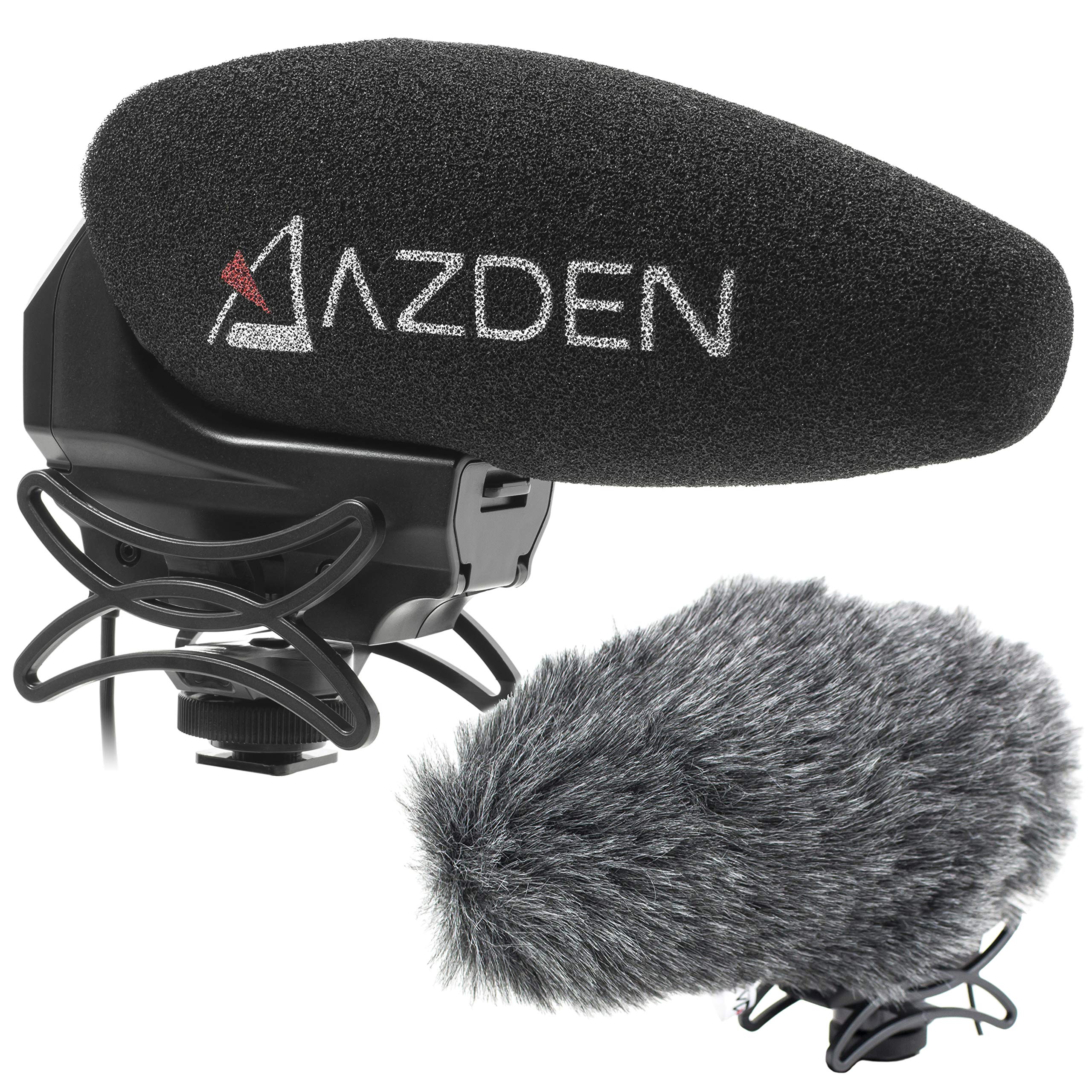Azden SMX-30 ステレオ/モノ 切り替え可能 ビデオマイク ふわふわのフロントガラスカバー付き