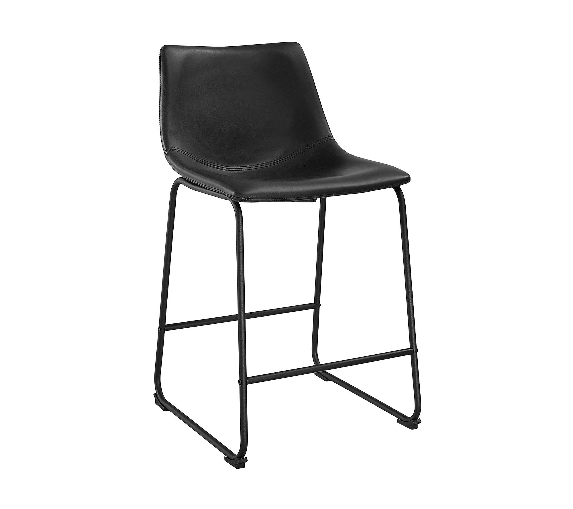 Walker エジソンダグラス アーバン インダストリアル フェイクレザー アームレスバーチェア 2脚セット ブラック