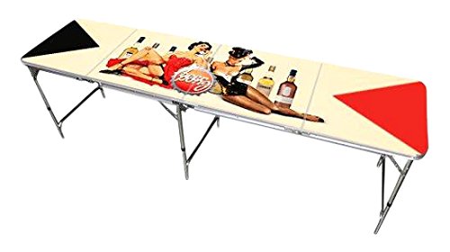 8 ' Folding Beer Pong Table withボトルOpener、ボールラックと6 Pong Balls ? Pin Up Girlsデザイン ? byレッドカップPong