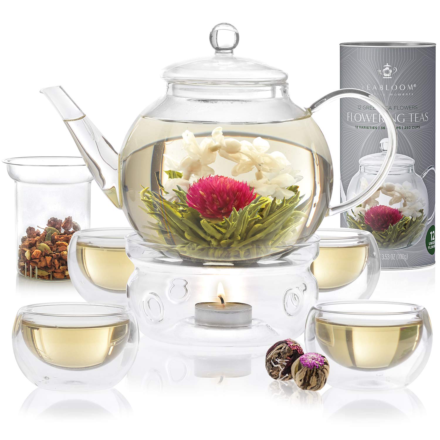 Teabloom Teapot Set Complete Tea Gift Set Clear