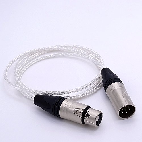 HGC GAGACOCC DIY 2m (6.6フィート) 4ピン XLR オス-メス バランスオーディオ 8コア 5N PCOCC シルバー..