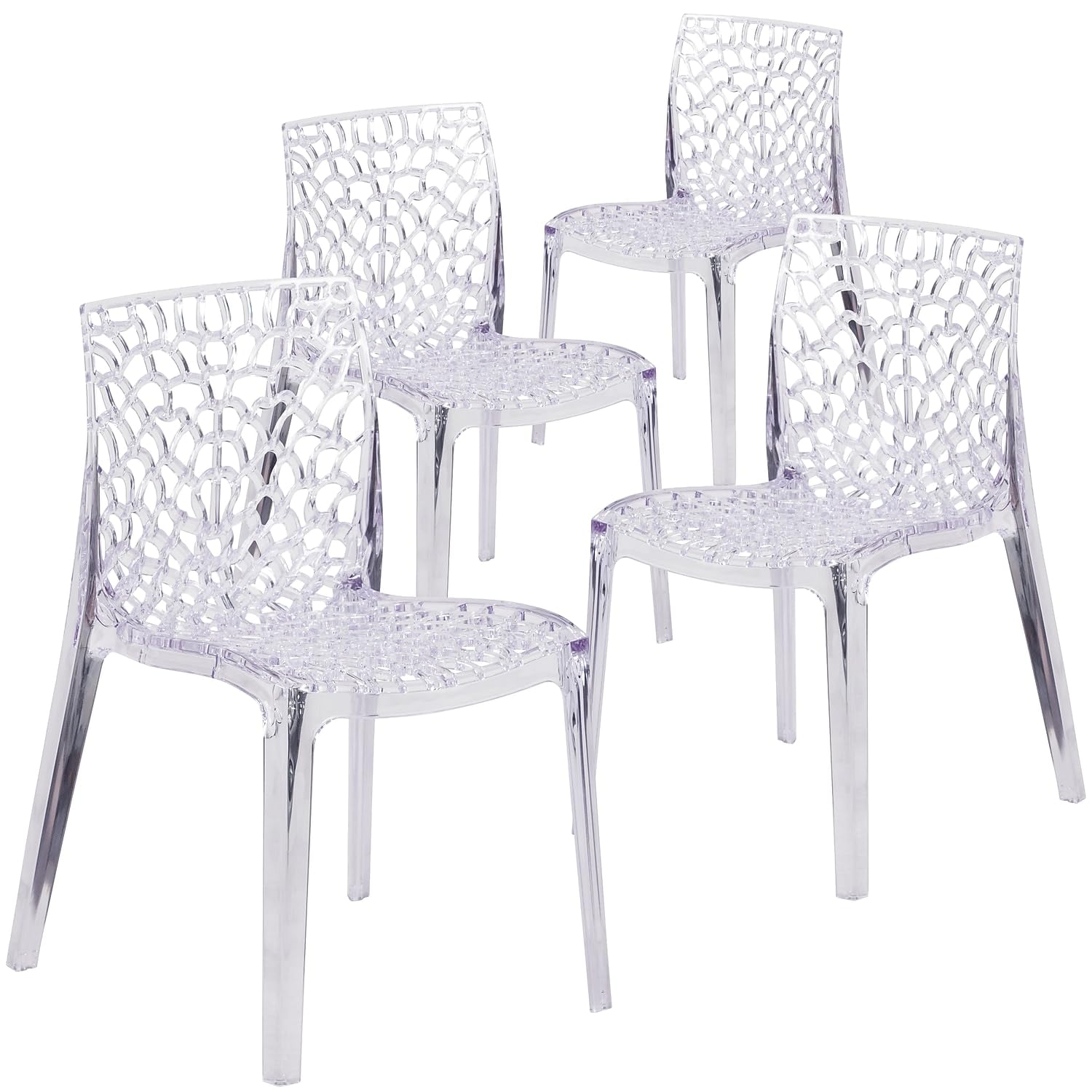 Flash Furniture 4 Pk. Vision Series Transparent Stacking Side Chair