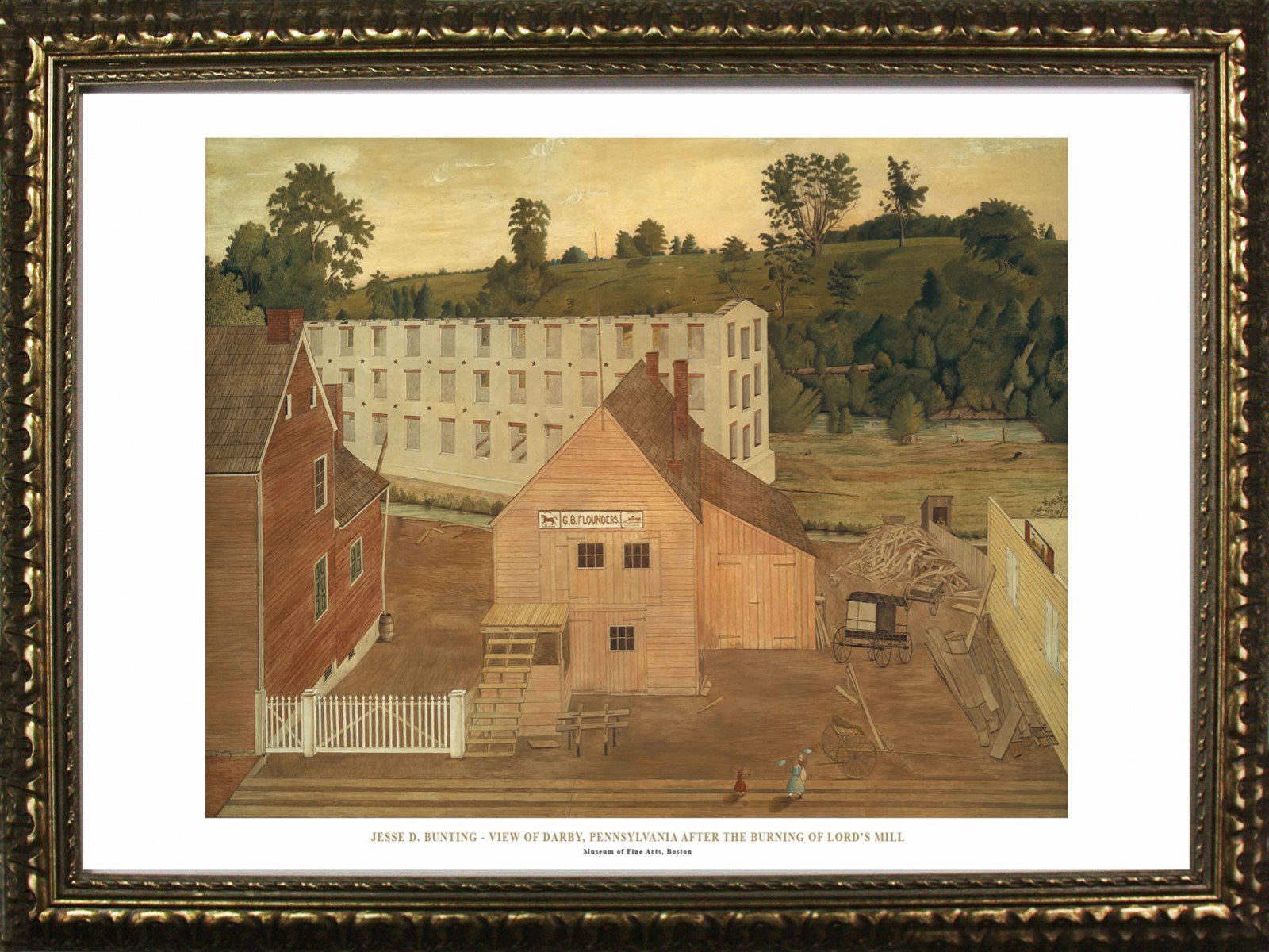 フレーム付きのビューBarby Pennsylvania After the Burning of Lord 'sミルby Jesse D。Bunding 24 X 36アートプリントポスター有名なペイントLandscape Old Town ConstructionからMFAボストンコレクション
