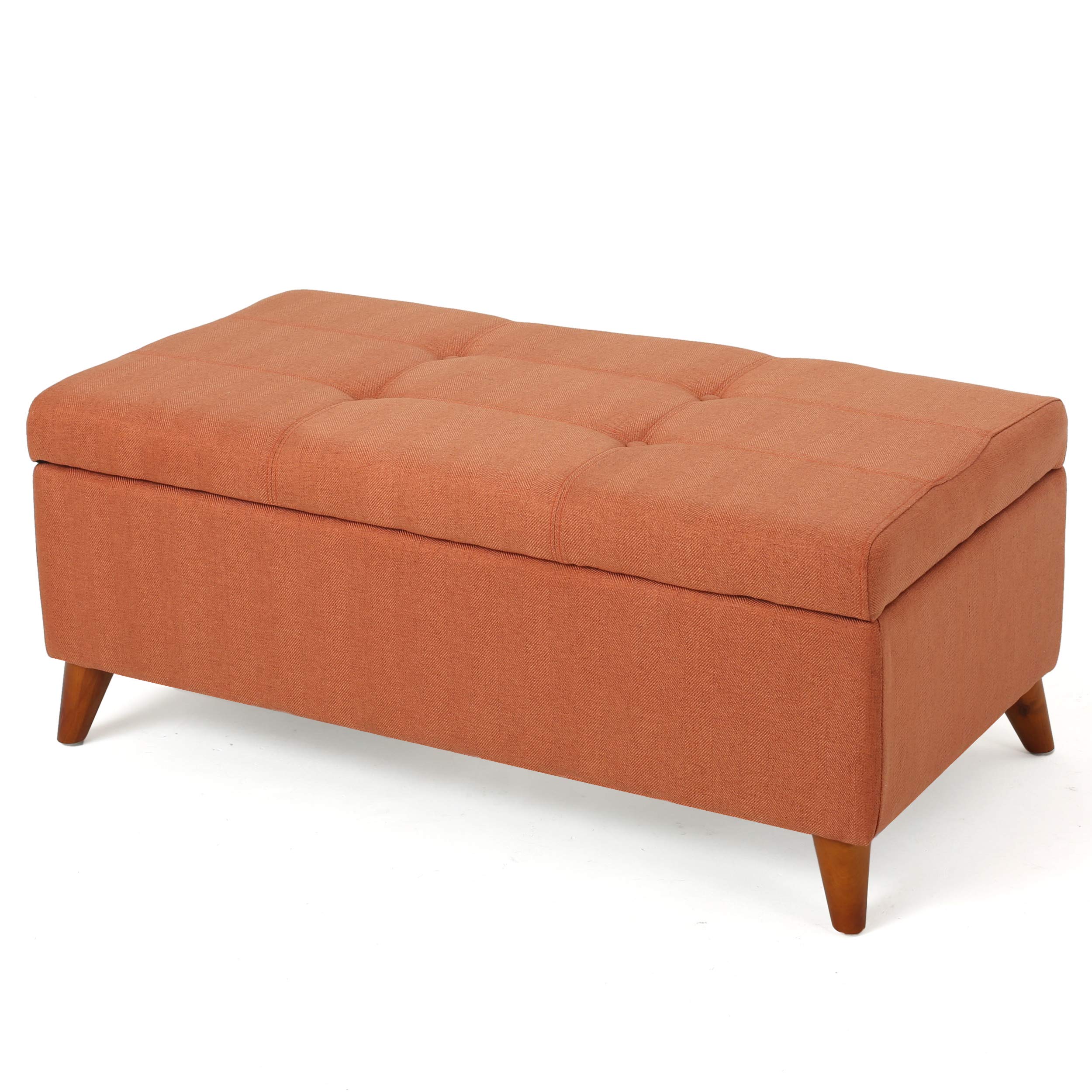GDF Studio Etoney Mid Century Modern Fabric Storage Ottoman (Orange) 141［並行輸入］