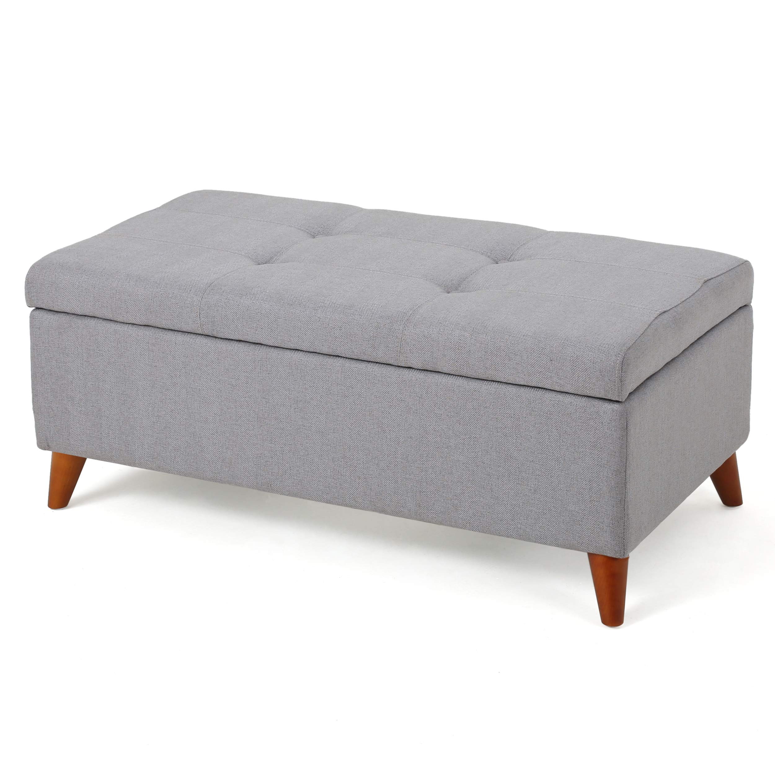 GDF Studio Etoney Mid Century Modern Fabric Storage Ottoman (Light Grey) 141［並行輸入］