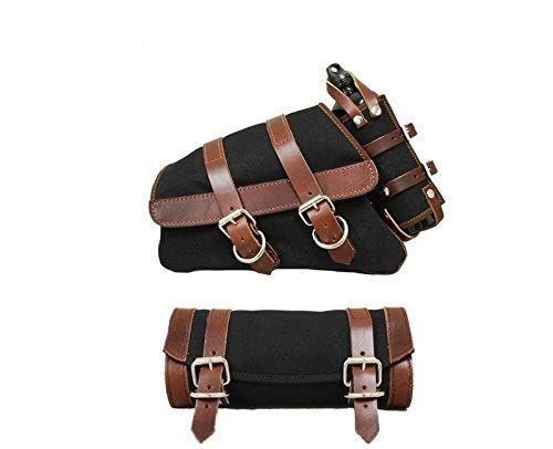 La Rosaデザイン2004-up Sportsterキャンバスサドルバッグ&ツールbag-ブラックキャンバスwith燃料ボト..