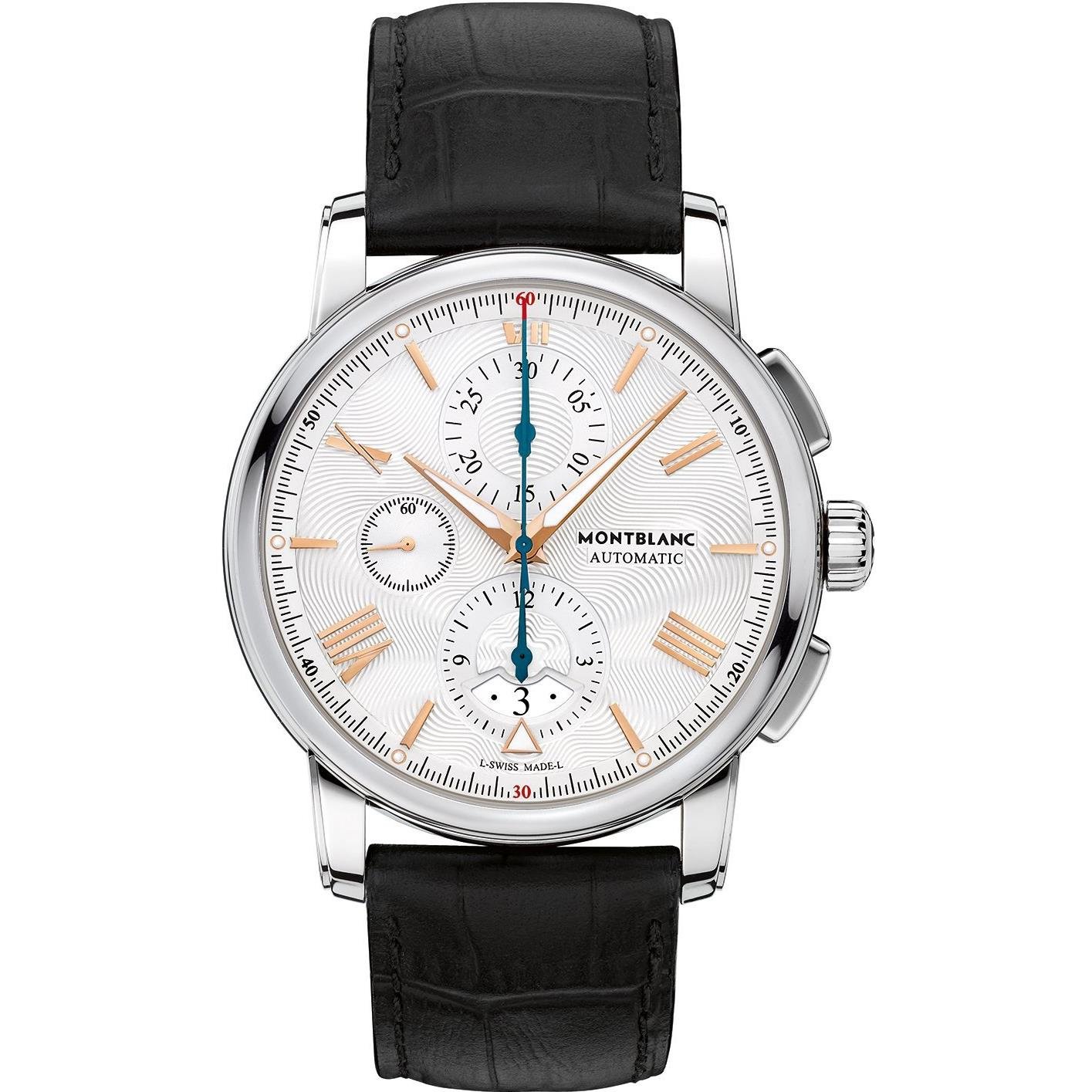 MontBlanc 4810 自動クロノグラフ シルバーホワイトダイヤル メンズウォッチ 114855