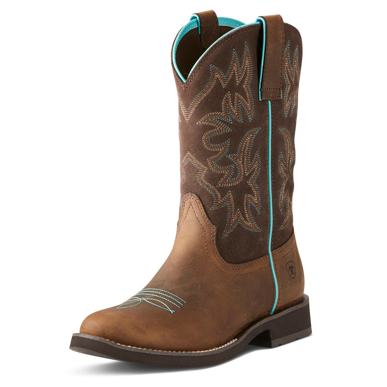 Ariat Delilah ラウンドトゥ ウエスタンブーツ - レディース ミッドカーフレザーブーツ アンティーク調ブラウン/ファッジ 24.5