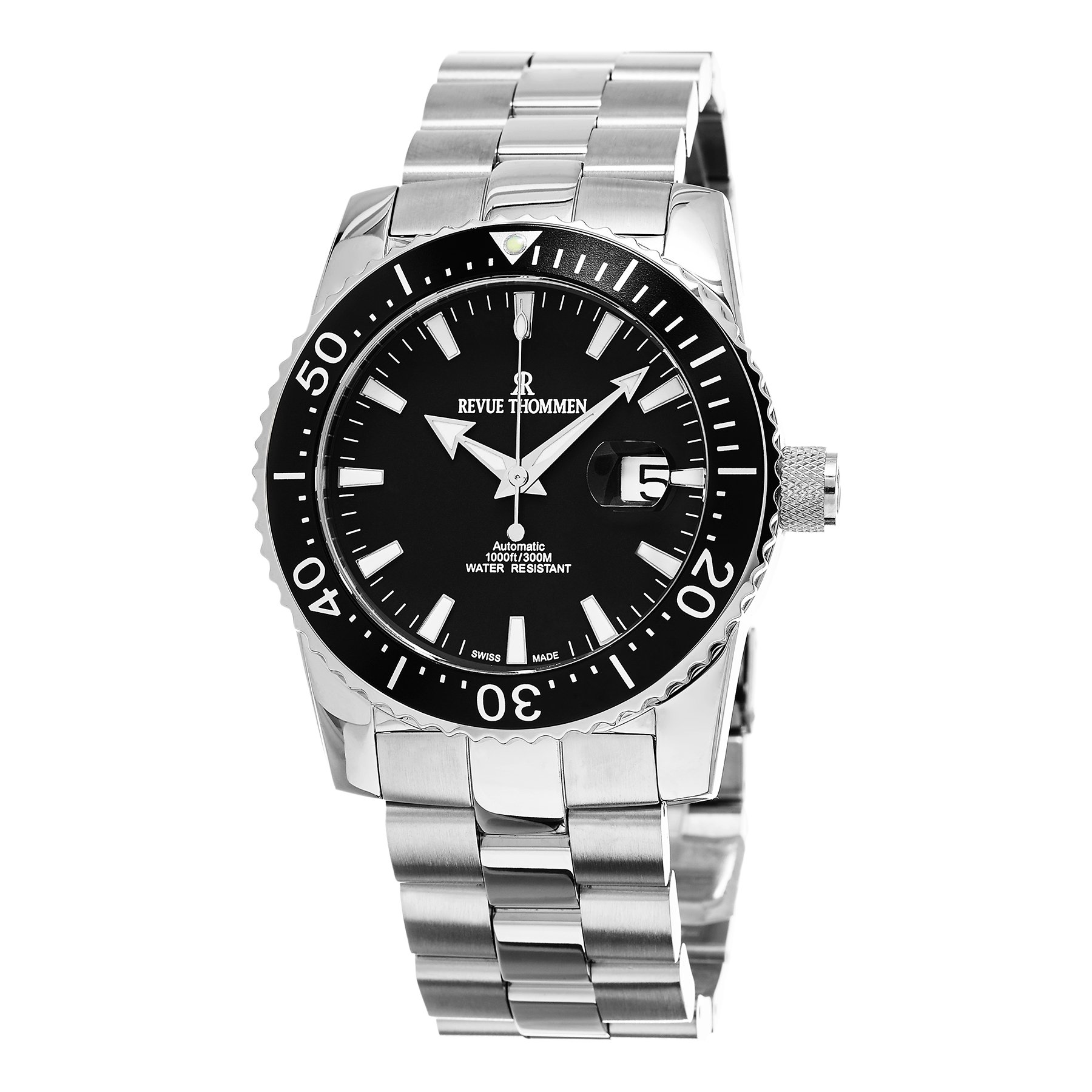 Revue Thommen Diver 46mm メンズ ブラックダイヤル ステンレススチール 自動日付 スイスウォッチ 17030.2137