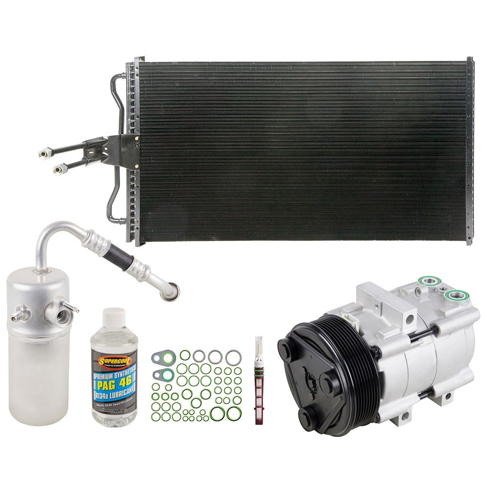 BuyAutoParts 60-82596CK エアコンキット ACコンプレッサーコンデンサー&ドライヤー付き フォードF-150 F150 V8 2005 2006用 8溝クラッチプーリー付き