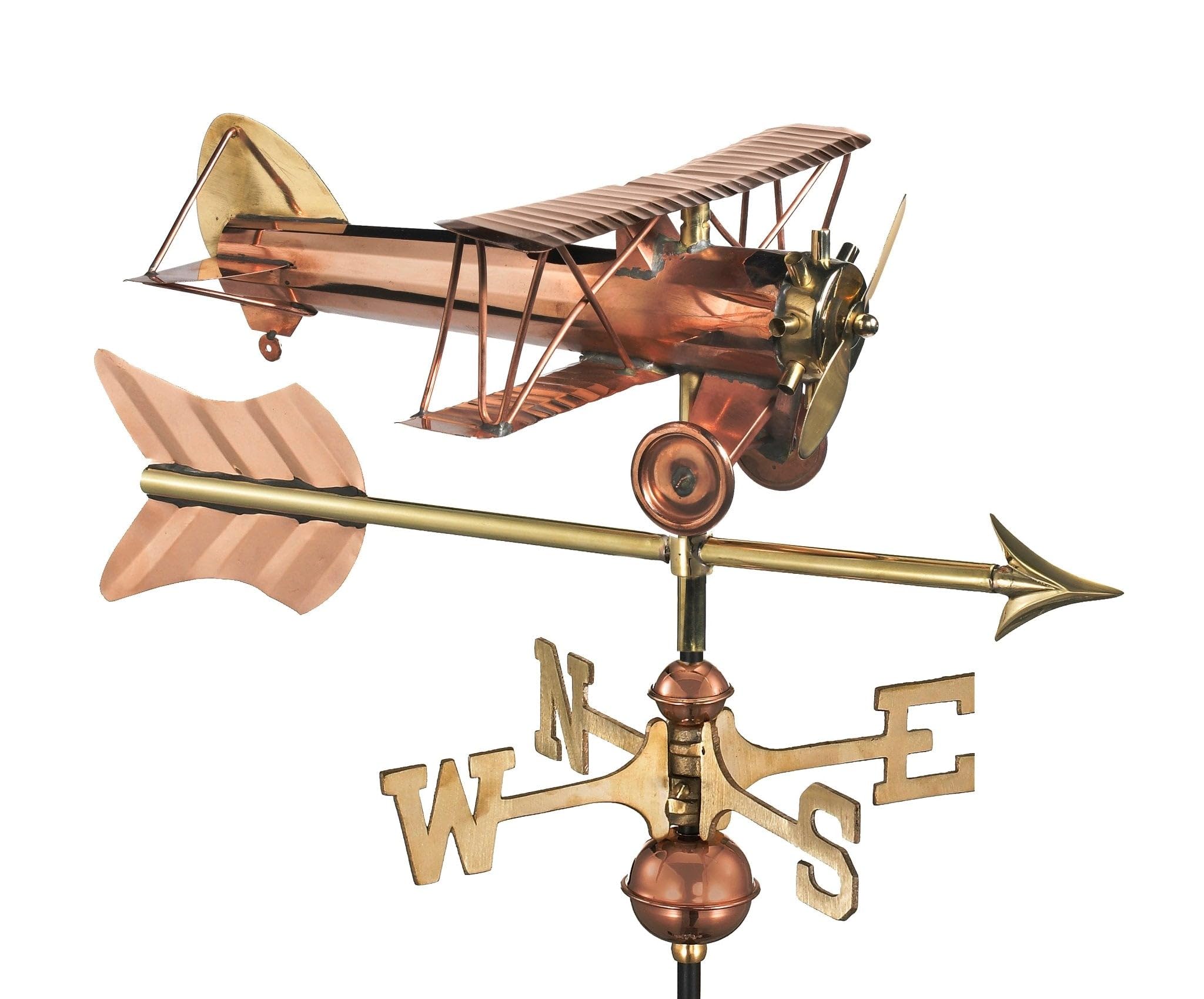 Good Directions Biplane with Arrow Weathervane Includes Garden Pole Pure Copper Airplane Weathervanes Aviation D?cor