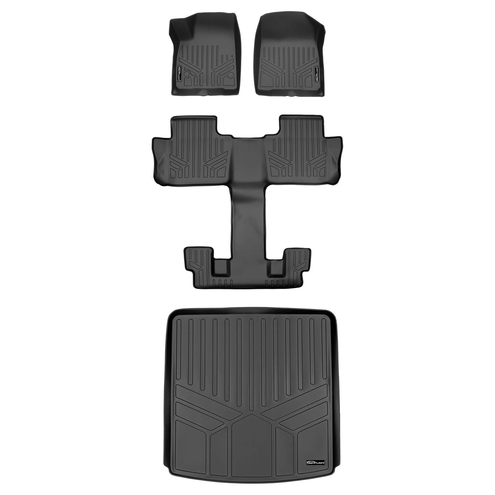 MAXFLOORMATフロアマット(3行) MAXTRAY CargoライナーBehind 2 nd行セットブラック2017 ? 2018 GMC Acadia with 2 nd行バケットシート