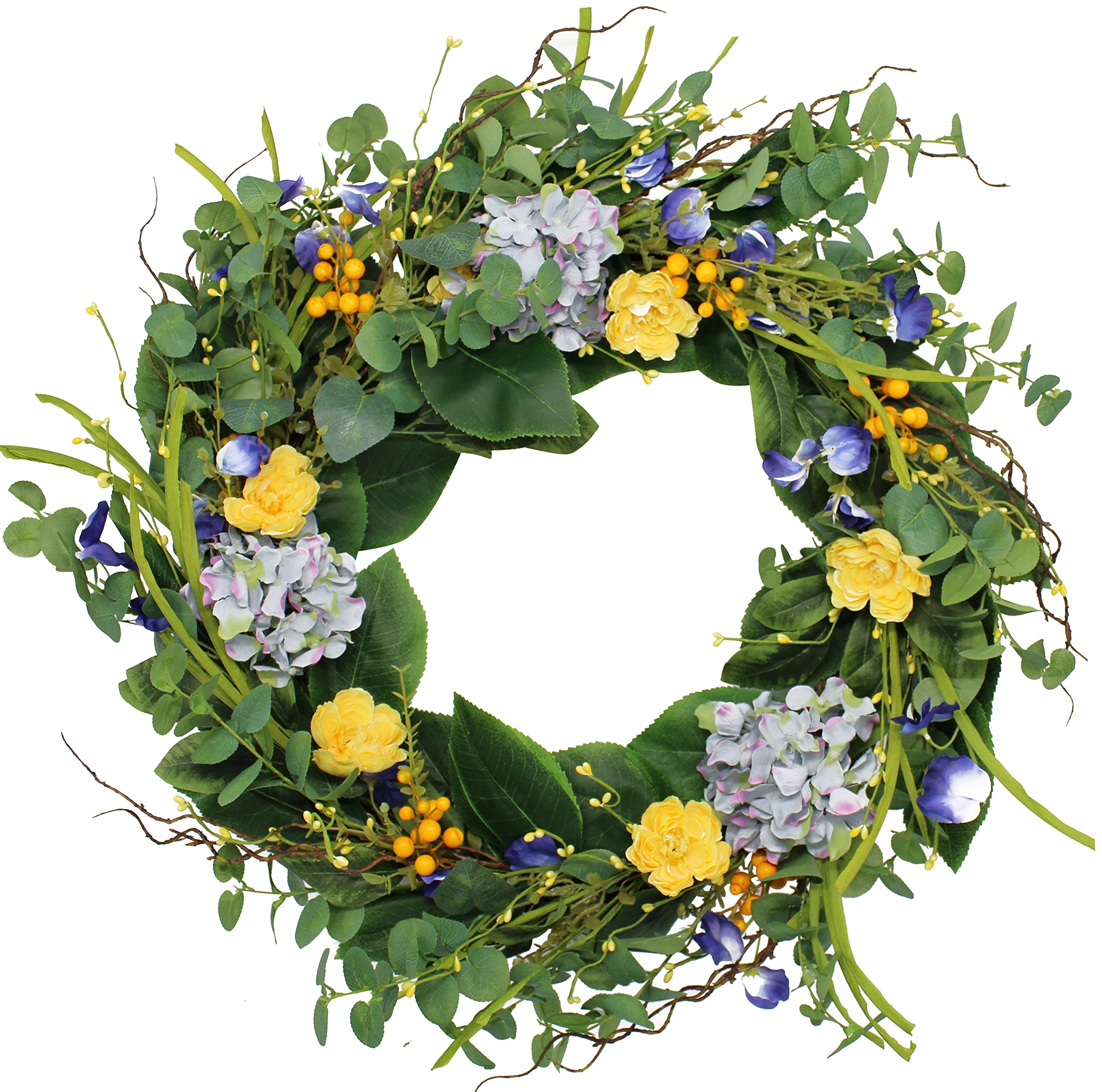 樂天商城 - The Wreath Depot Aftonshire シルクスプリングフロントドアリース 24インチ 美しい手作りリースデザイン ホワイトストレージギフトボックス付き