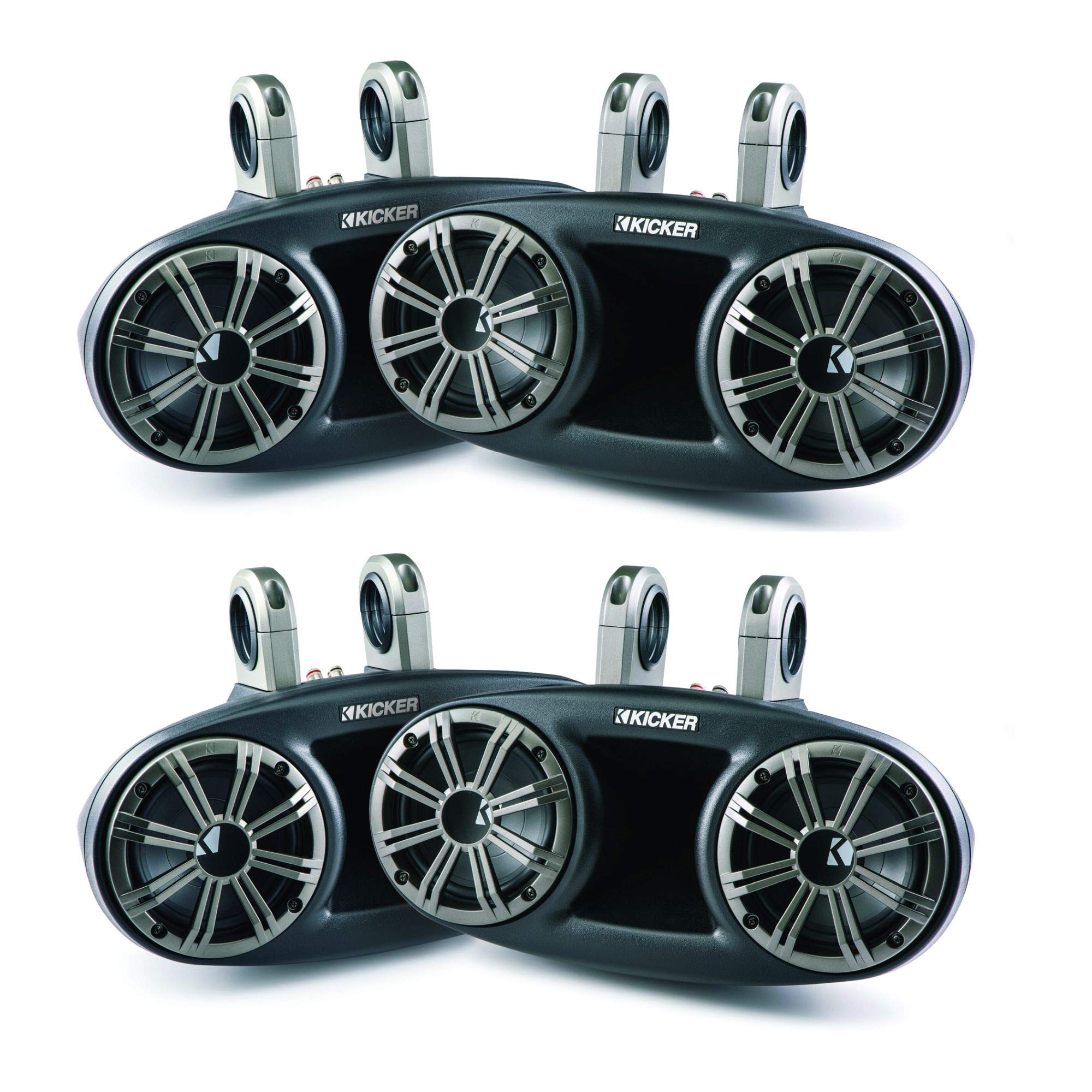 KICKER 41KMT67 タワーシステムバンドル - 2組のフルレンジ双方向スピーカーシステム デュアル耐候性エンクロージャ付き