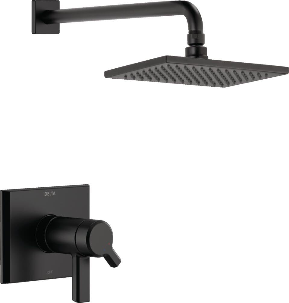 Delta Faucet Pivotal TempAssure マットブラックシャワー蛇口 マットブラックレインシャワーヘッド、レインフォールシャワーヘッド、マットブラックシャワーシステム、マットブラック T17T299-BL (バルブは含まれません)