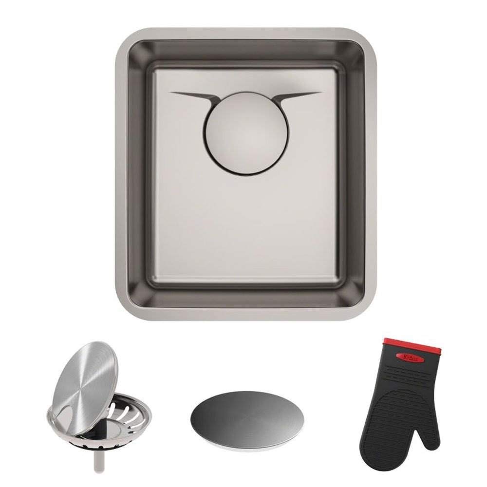 Kraus kd1us17b Dexインチアンダーマウントt304plus tru16ゲージステンレススチールバーSink with drainassure Waterway and versidrainアセンブリ、17 シングルボウル、Radiantパール仕上げ 17 Single Bowl KD1US17B 1