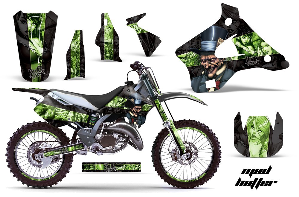 樂天商城 - AMR Racing MX ダートバイク グラフィックキット ステッカー デカール ナンバープレート カワサキ KX125 KX250 1994-1998対応 マッドハッター グリーン ブラック
