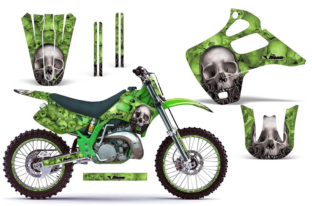 Hewlett Packard - AMR Racing MX ダートバイク グラフィックキット ステッカー デカール ナンバープレート カワサキ KX125 KX250 1992-1993対応 ボーンコレクターグリーン