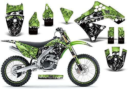 樂天商城 - AMR Racing MX ダートバイク グラフィックキット ステッカー デカール ナンバープレート カワサキ KXF250 2009-2012対応 リーパーグリーン