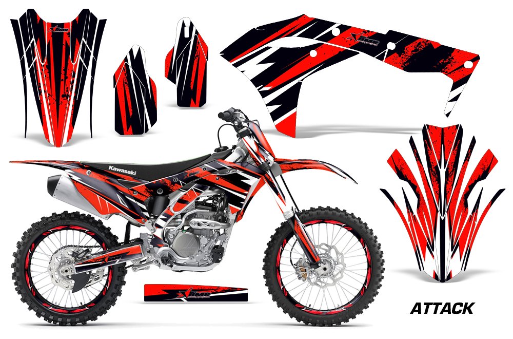 樂天商城 - AMR Racing MX ダートバイク グラフィックキット ステッカー デカール ナンバープレート カワサキ KXF250 2017-2018対応 アタックレッド