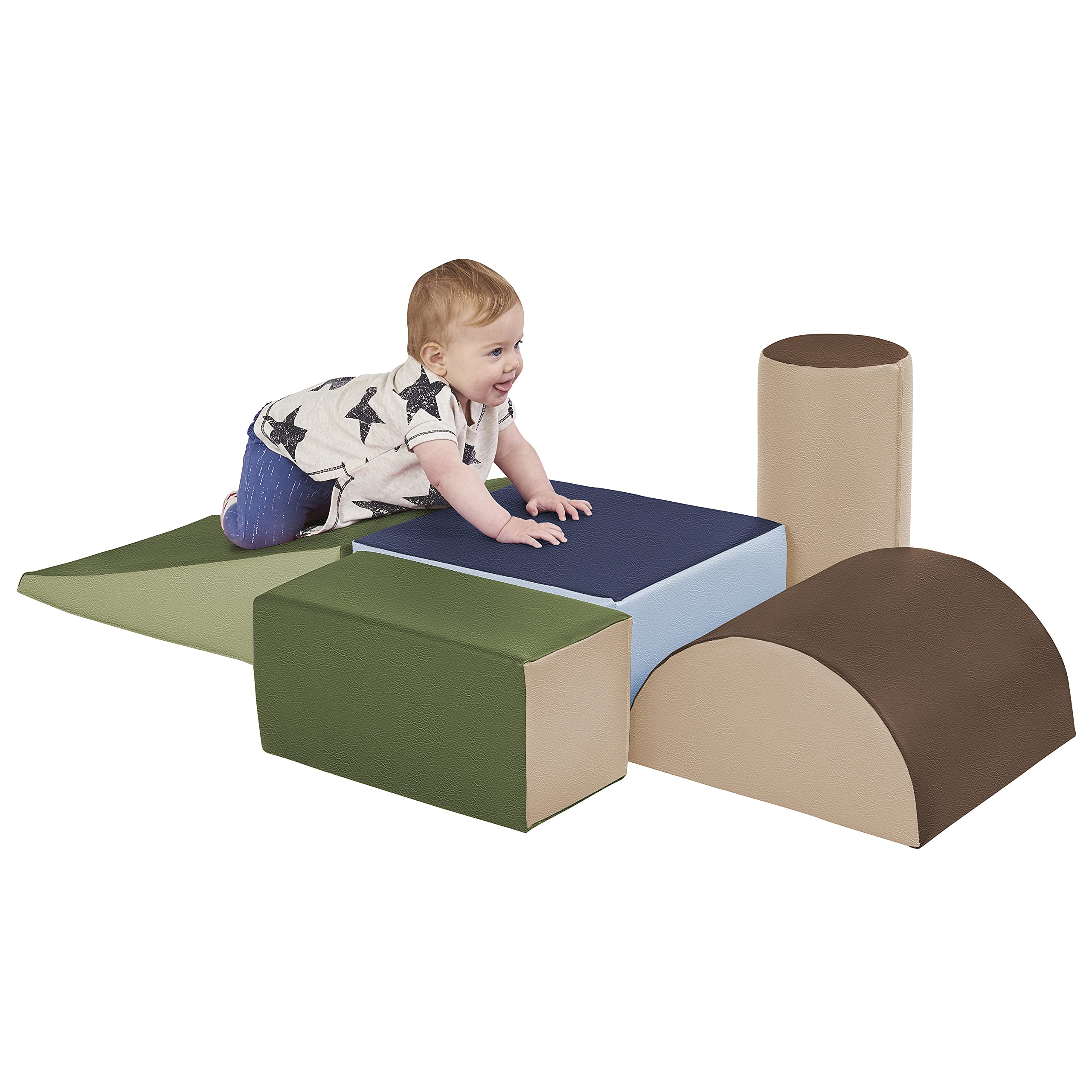 RICOH - ECR4Kids SoftZone Climb and Crawl Playset Building Blocks Earthtone 5-Piece