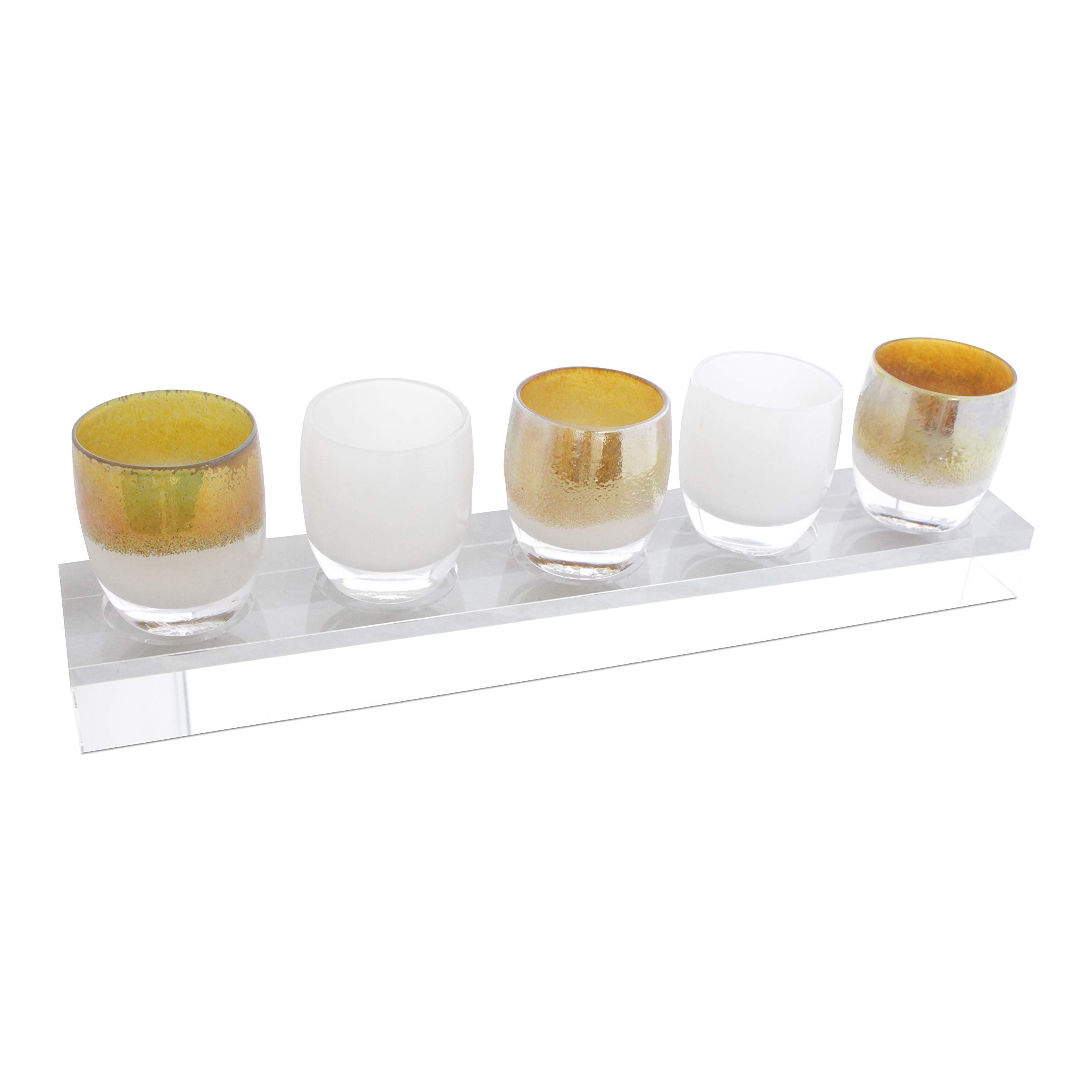Allume Votive Tealight Candle Holder - Elegant Solid Square Table Centerpieces Candle Holder for Wedding Home Decor Ceremony Anniversary Home & Kitchen 5 Well Train