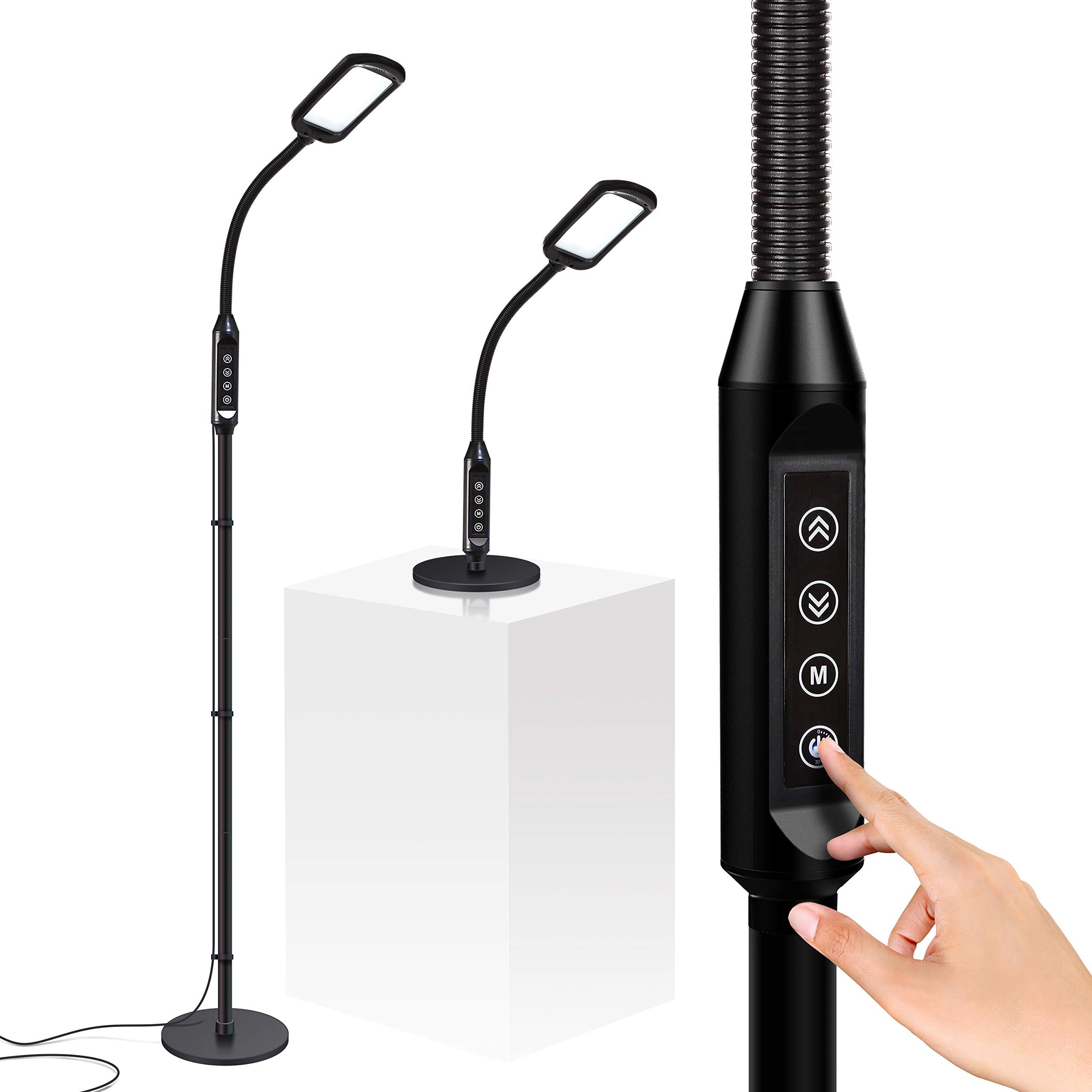 樂天商城 - Brightech Litespan LED 2イン1 edition ? 調光機能付きReading Desk and床lamp-調整可能な色温度switch- Standing Pole Light with Gooseneck for Living Room寮寝室オフィスtask-ブラック