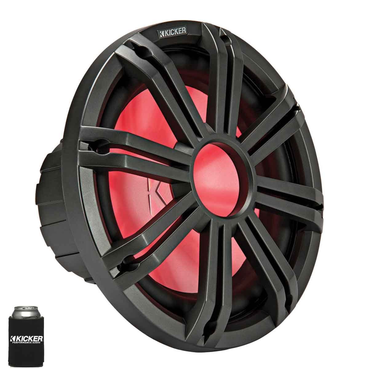 Kicker KMF124 12インチ マリンサブウーファー LEDチャコールグリル付き 4オーム フリーエア用