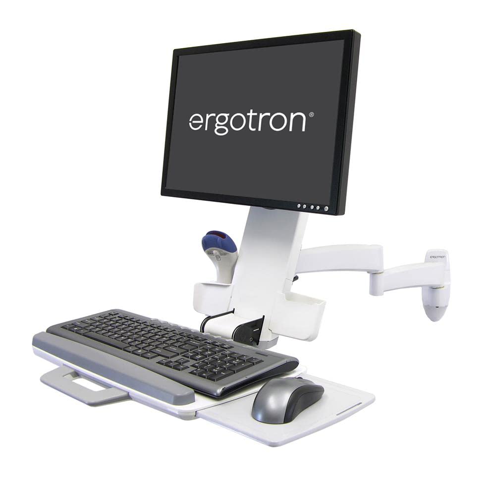 ERGOTRON 200シリーズ コンボアーム (ホワイト) 壁マウント LCDとキーボードをTに接続