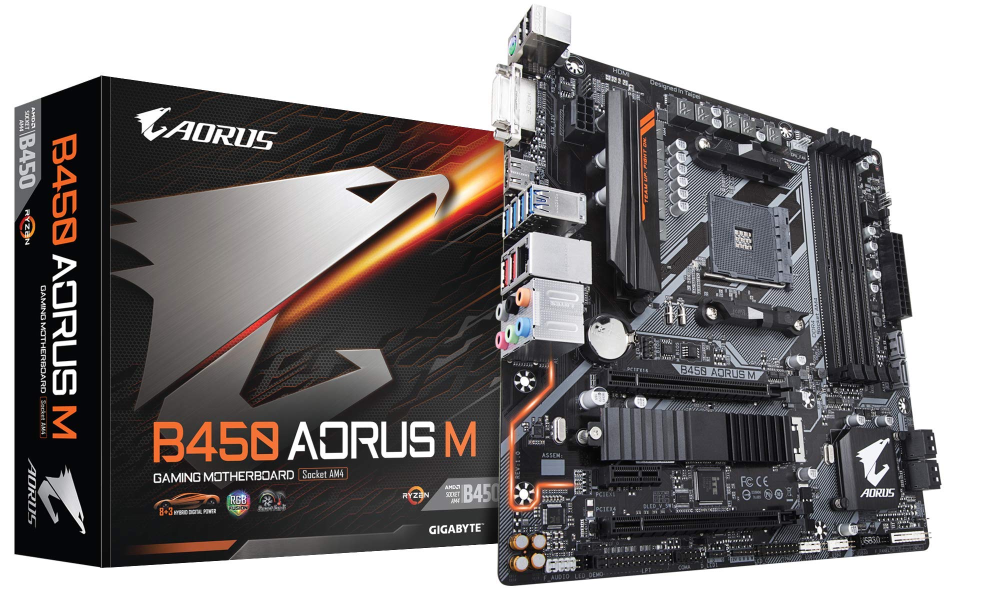 ギガバイトB450 AORUS M AM4 / B450 / DDR4 / S-ATA 600 /マイクロATXソケット - ブラック