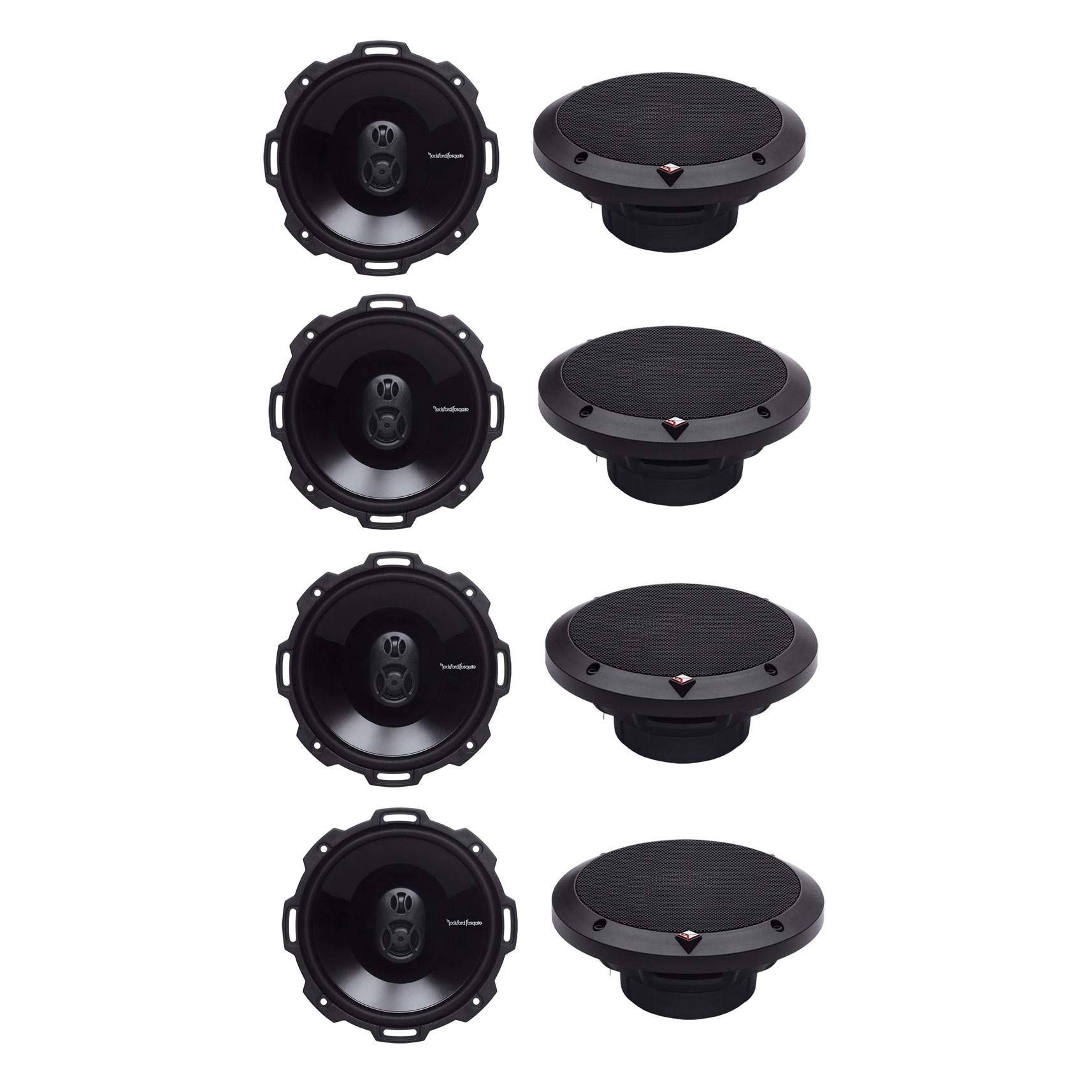 Rockford Fosgate 2 P1675 6.75インチ 120W 3ウェイ カー同軸オーディオスピーカー ステレオ (4パック)