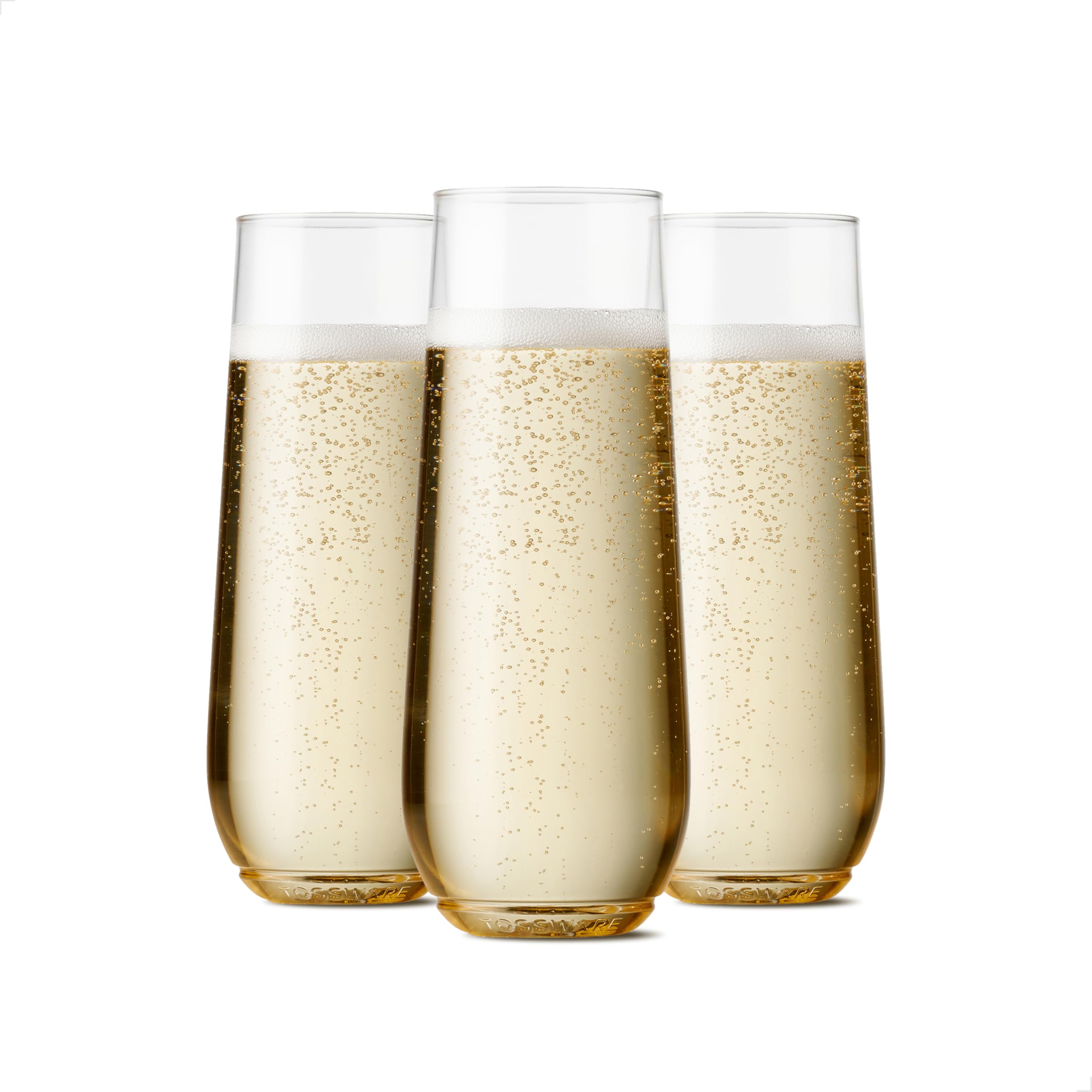 TOSSWARE 9oz Flute - Set of 252 recyclable champagne plastic cup - stemless shatterproof and BPA-free Clear