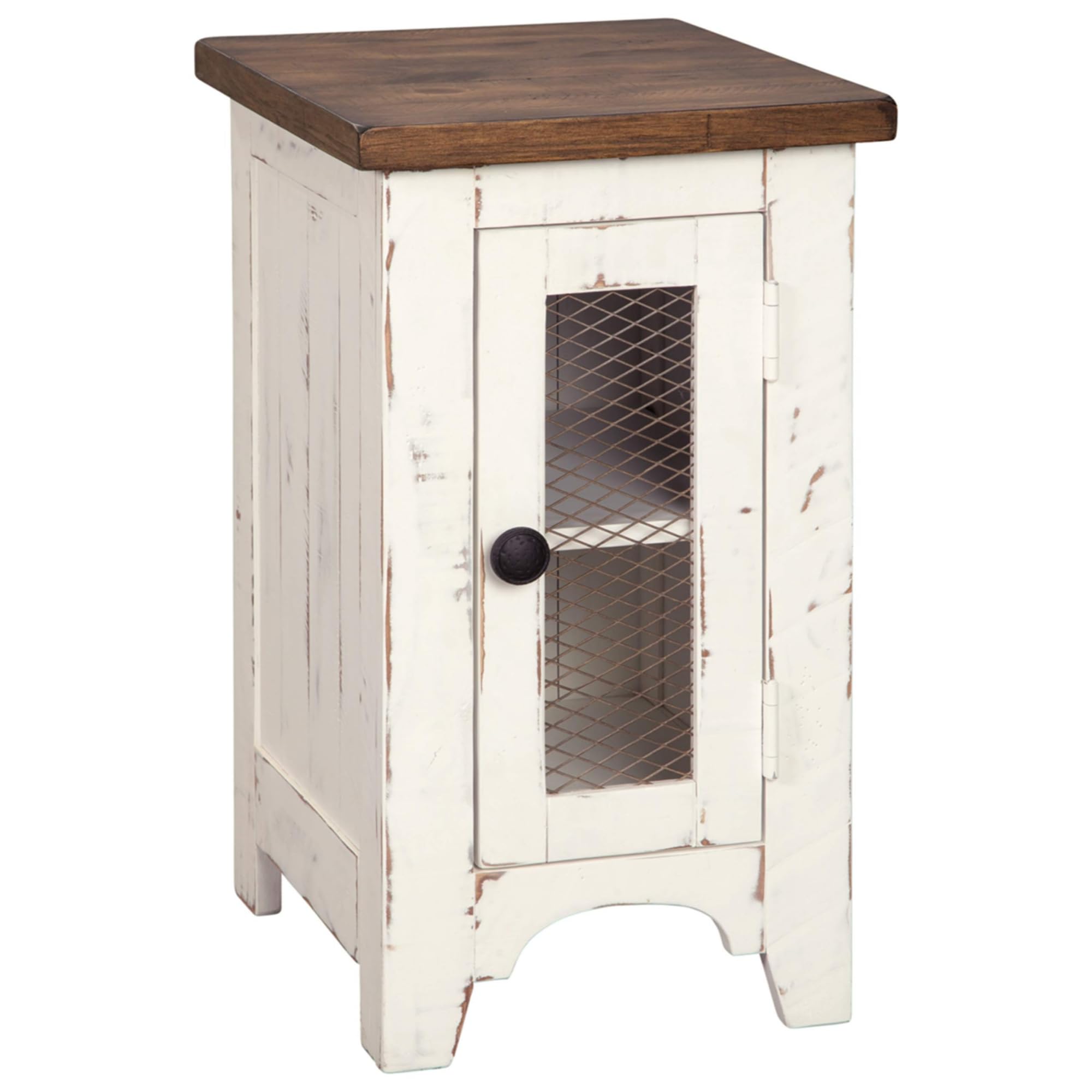 Signature Design by Ashley T459-7 Wystfield Farmhouse Chairside End Table White/Brown 141［並行輸入］