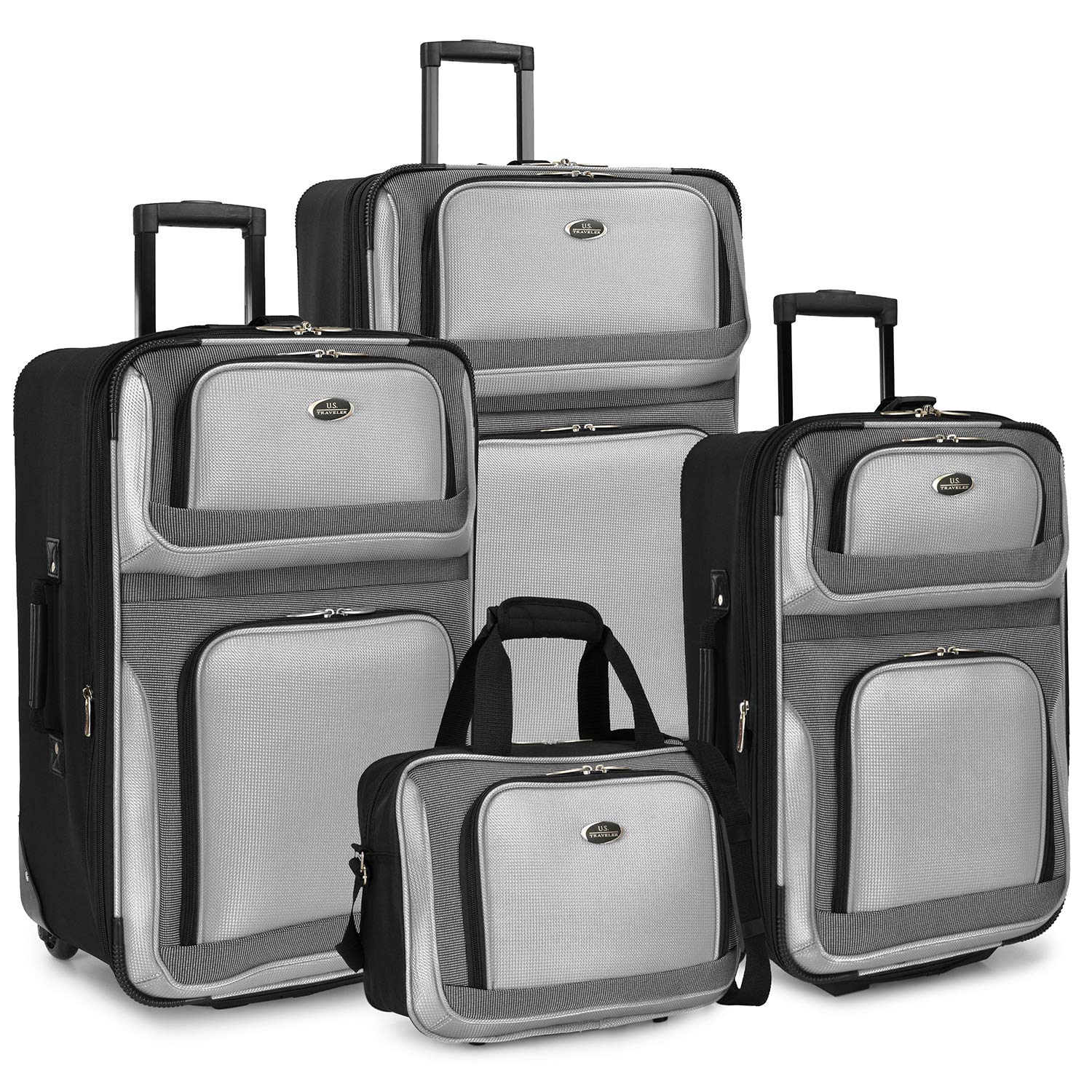 U.S. Traveler New Yorker 軽量 ソフトサイド 拡張可能 トラベルローリングラゲッジセット グレー 4-Piece Set (15/21/25/29) New Yorker 軽量 ソフトサイド 拡張可能 トラベルローリングラゲッジセット