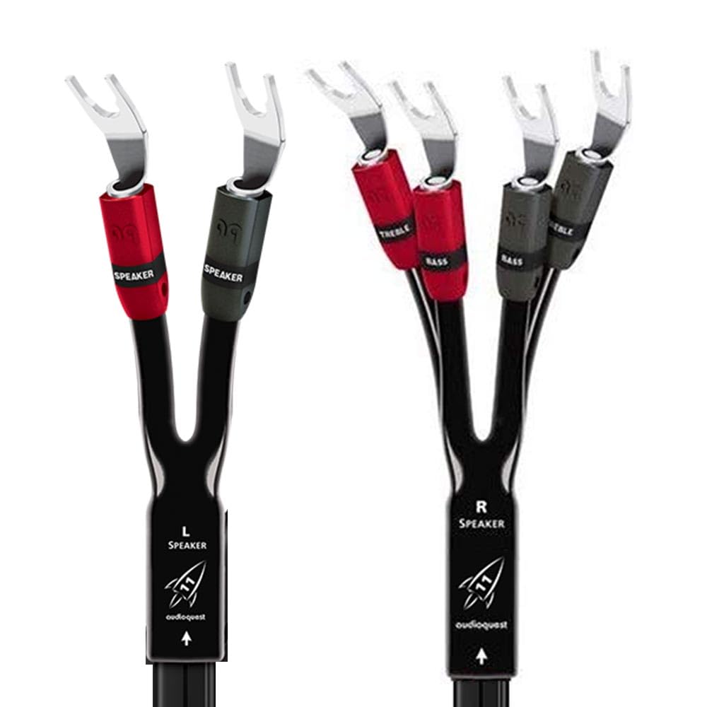 Audioquest Rocket 11 スピーカーワイヤー - 10フィート ペア - シルバースペードプラグ - SBIWIRE