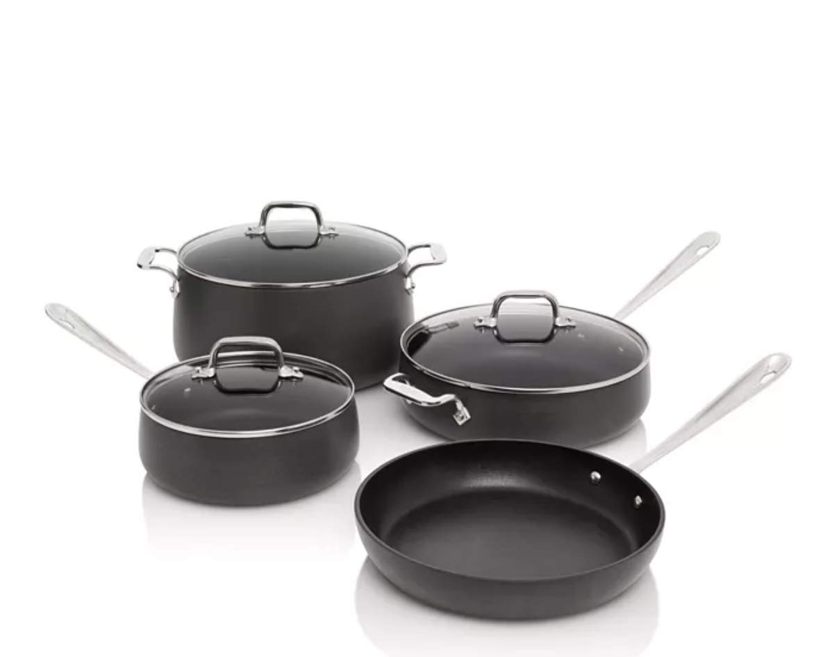 All-Clad HA1 7-Piece Hard Anodized Nonstick Dishwasher Safe PFOA Free Cookware Set Black